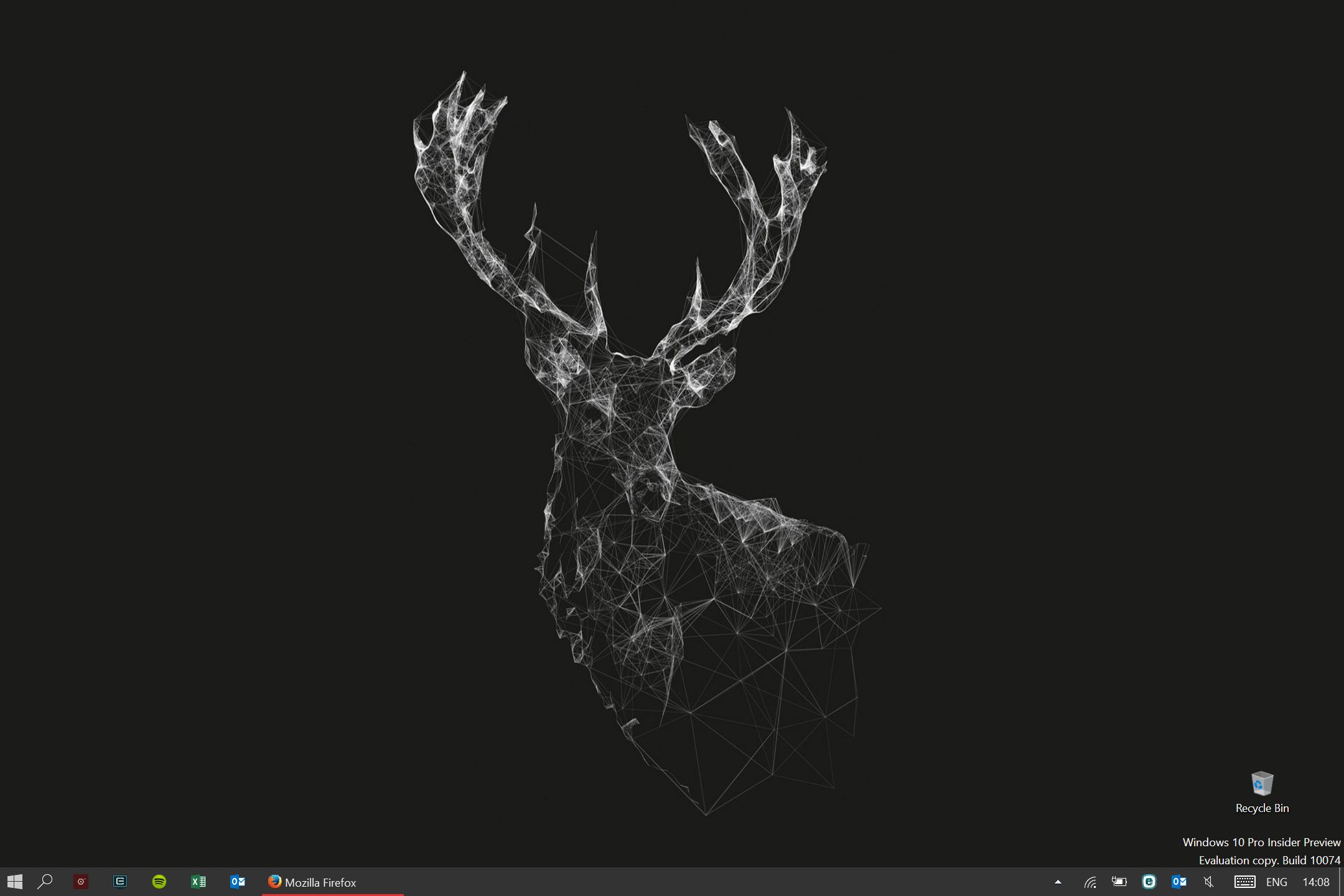 Windows 10, Desktop, Cervo low poly, Sfondo scuro, Full HD, wallpaper per computer