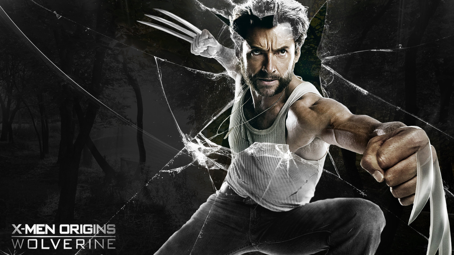 X-Men le origini - Wolverine, Hugh Jackman, Wolverine, Vetro rotto, sfondo desktop Full HD