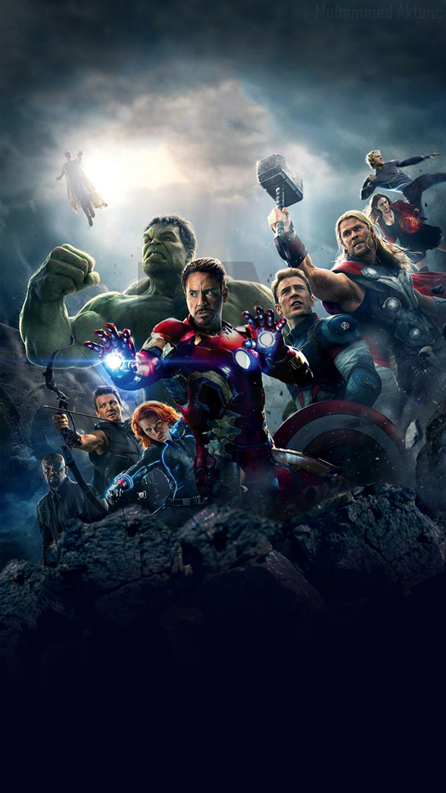 Avengers: Age of Ultron, Iron Man, Hulk, Thor, Poster, QHD+, sfondo per smartphone