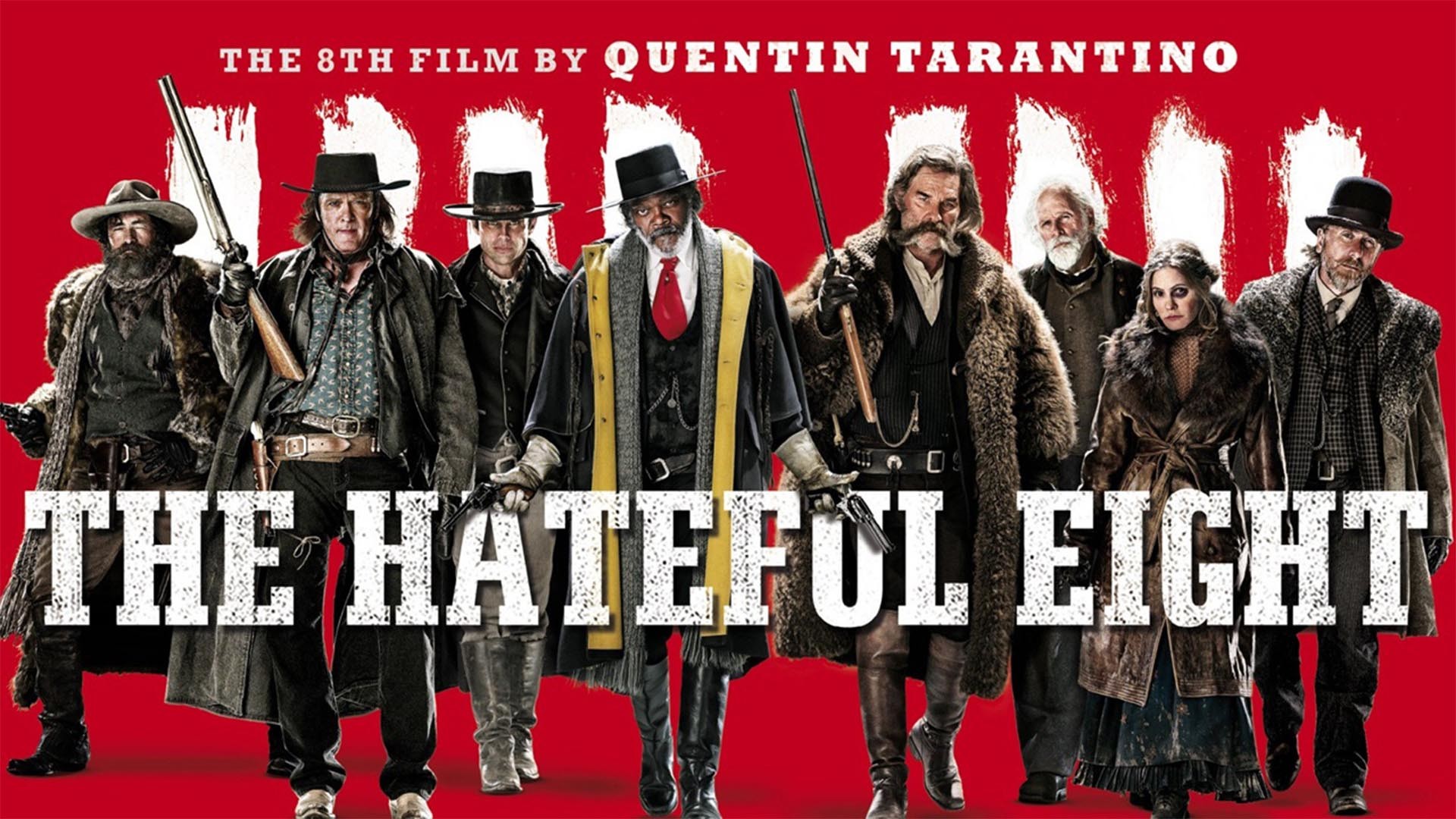 The Hateful Eight, Quentin Tarantino, Cast, Locandina, Rosso, Full HD, sfondo Windows 11
