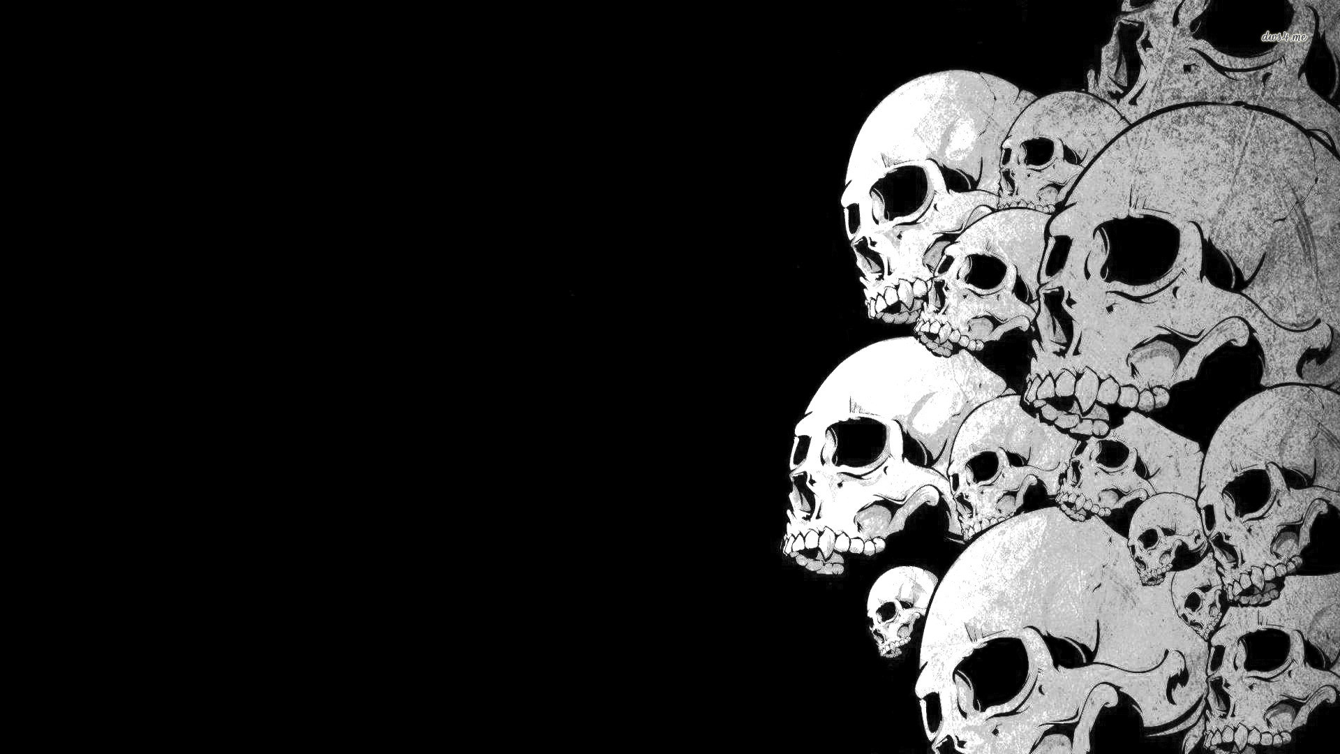 The Punisher, Teschi, Bianco e nero, Sfondo nero, Full HD, wallpaper per portatile