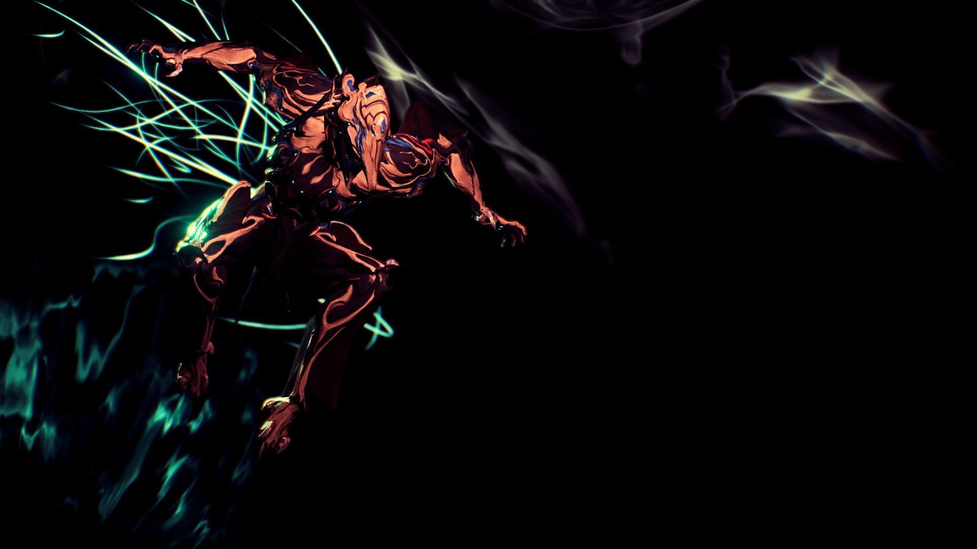 Warframe, Neon, Rosso, Sfondo nero, Full HD, wallpaper per computer