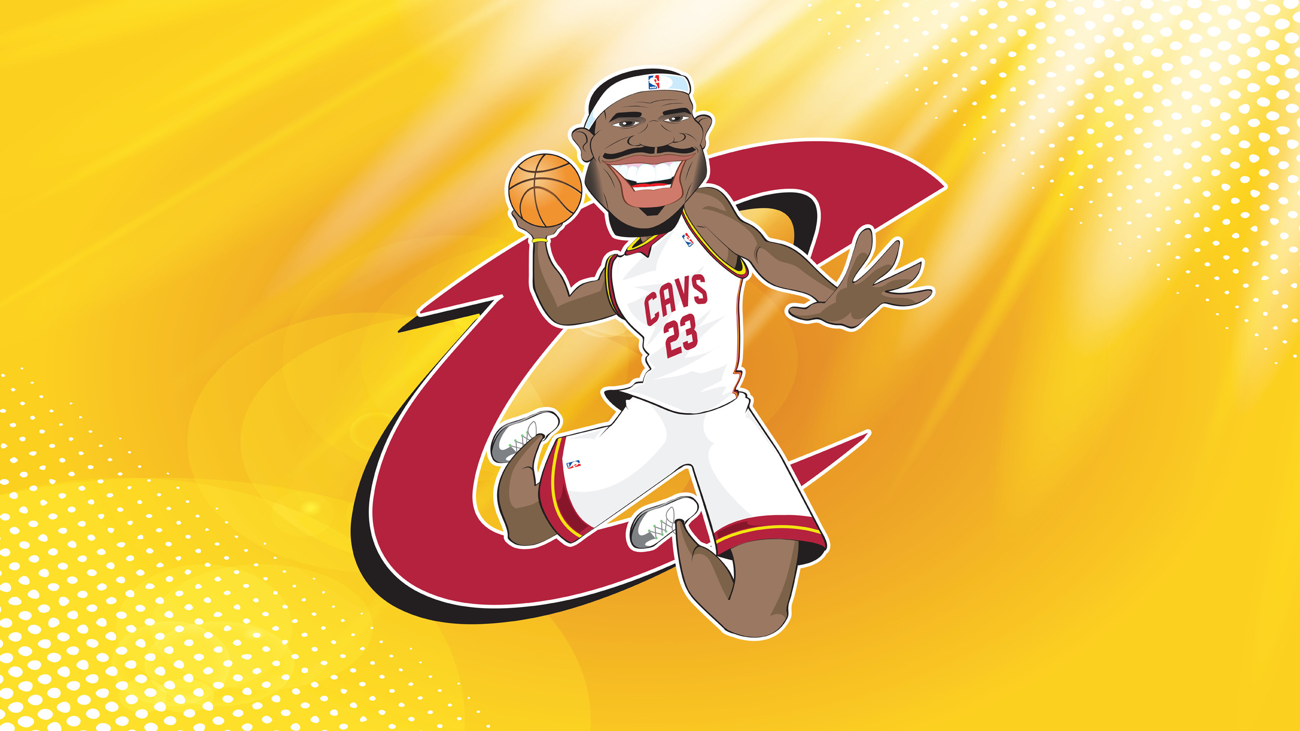 LeBron James, Cleveland Cavaliers, Caricatura, Cartone animato, Giallo, wallpaper 2560x1440