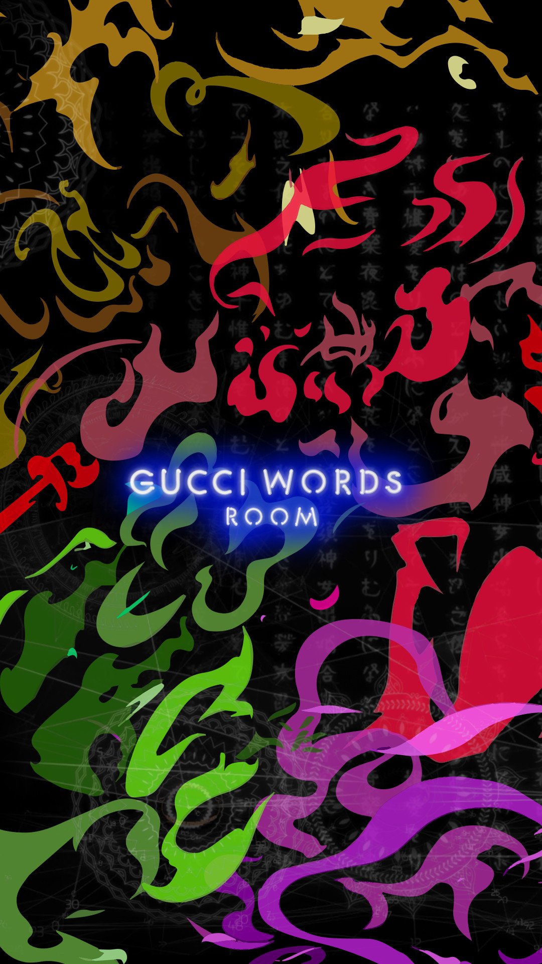 Gucci Words Room, Gucci, Graffiti, Colori vivaci, 1080x1920, schermata di blocco iPhone