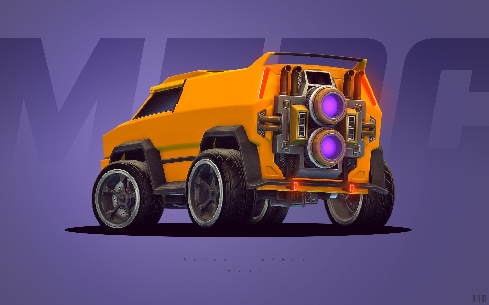 Rocket League, Merc, Furgone, Viola, Illustrazione, 1920x1200, immagine di sfondo