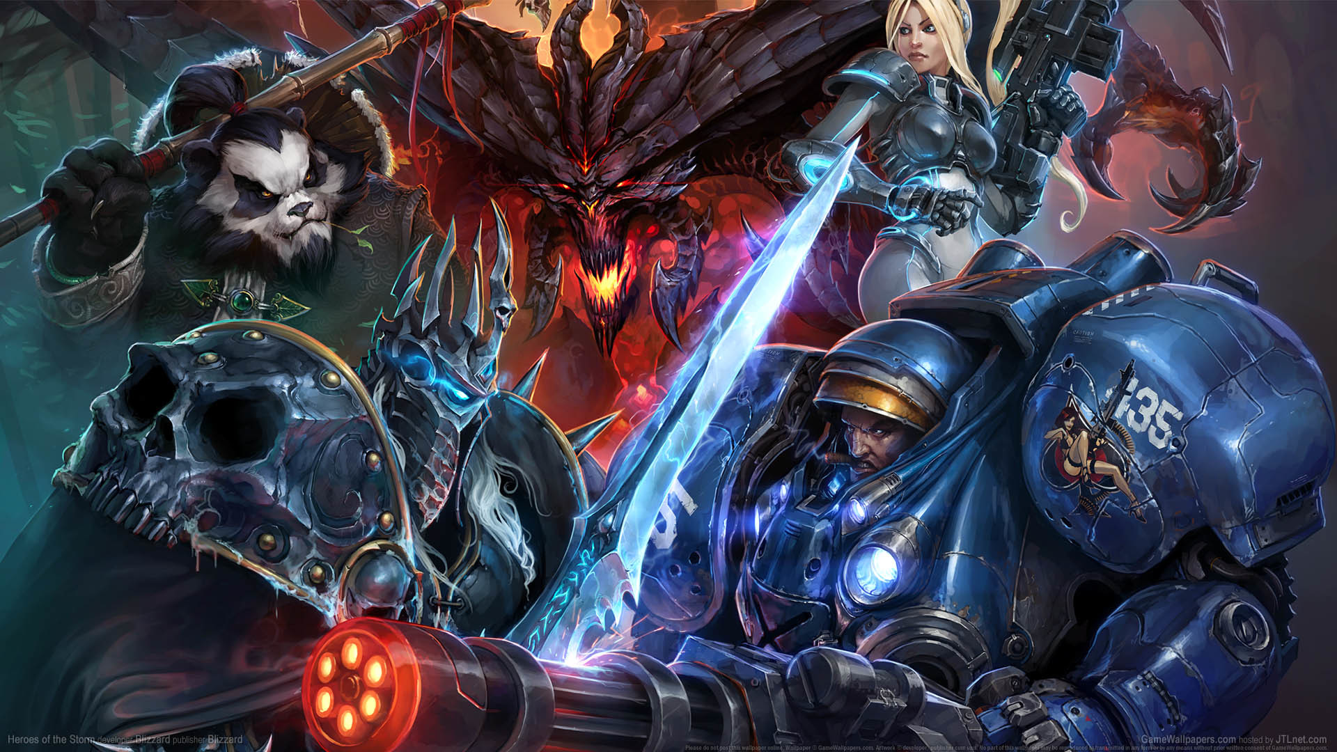 Heroes of the Storm, Diablo, Arthas, Tychus, Nova, Full HD, sfondo desktop