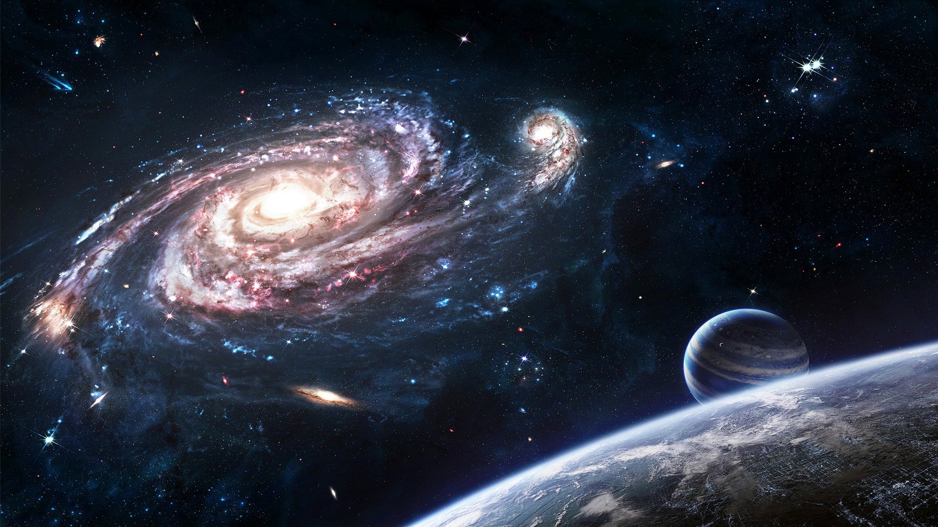 Galassia a spirale, Pianeta, Spazio, Full HD 1080p, sfondo desktop