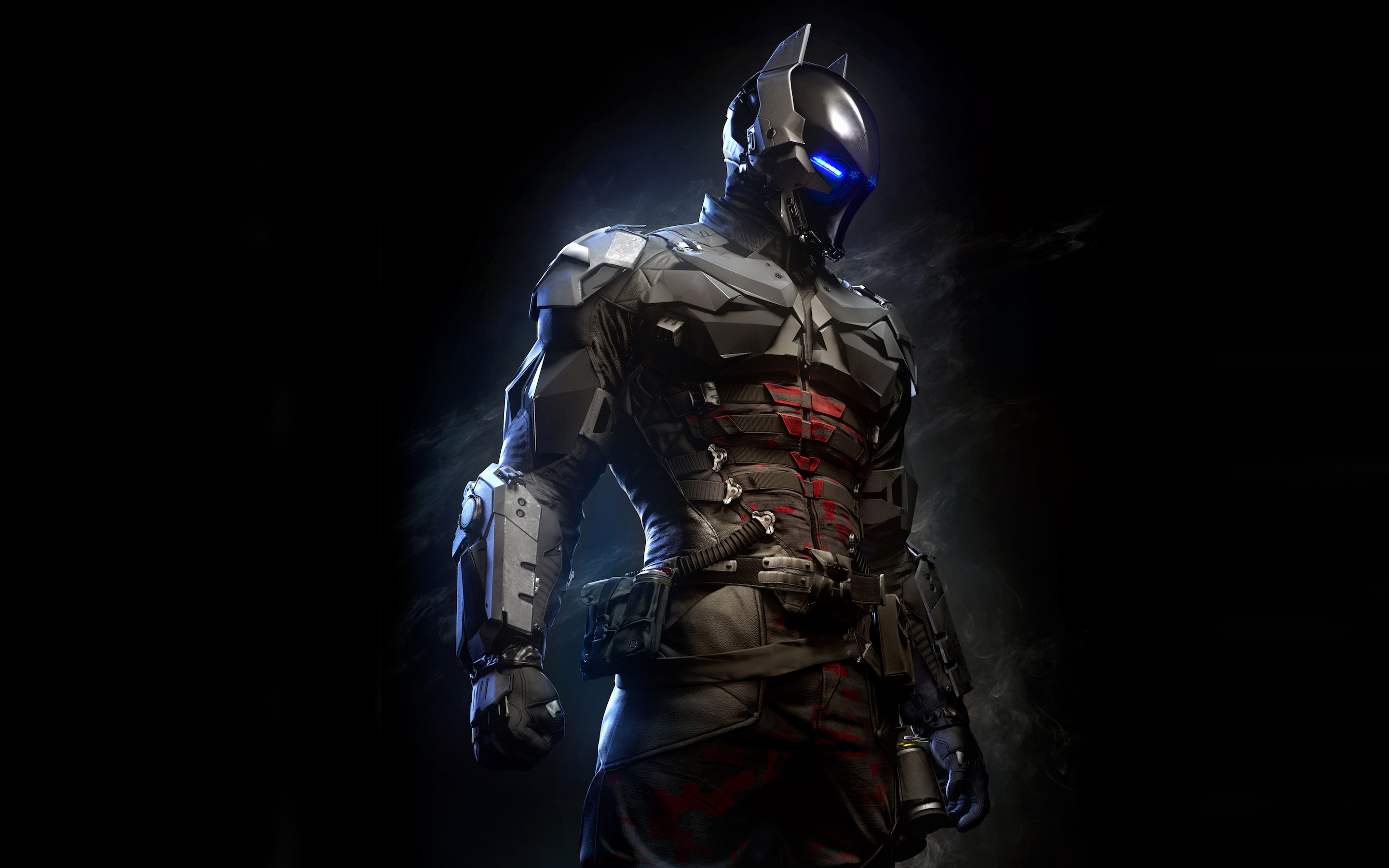 Arkham Knight, Batman: Arkham Knight, Armatura, Sfondo nero, 2K, wallpaper per computer