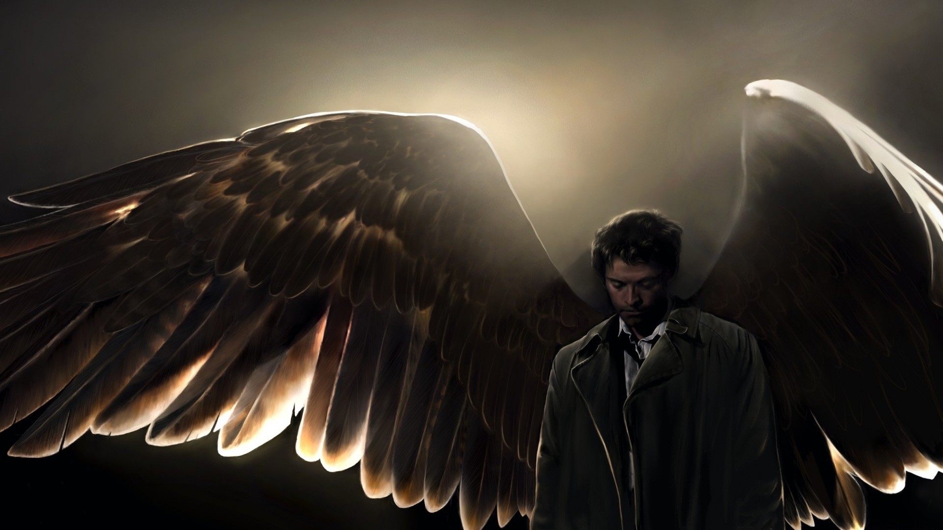 Castiel, Misha Collins, Ali, Supernatural, Full HD, sfondo per PC e portatile