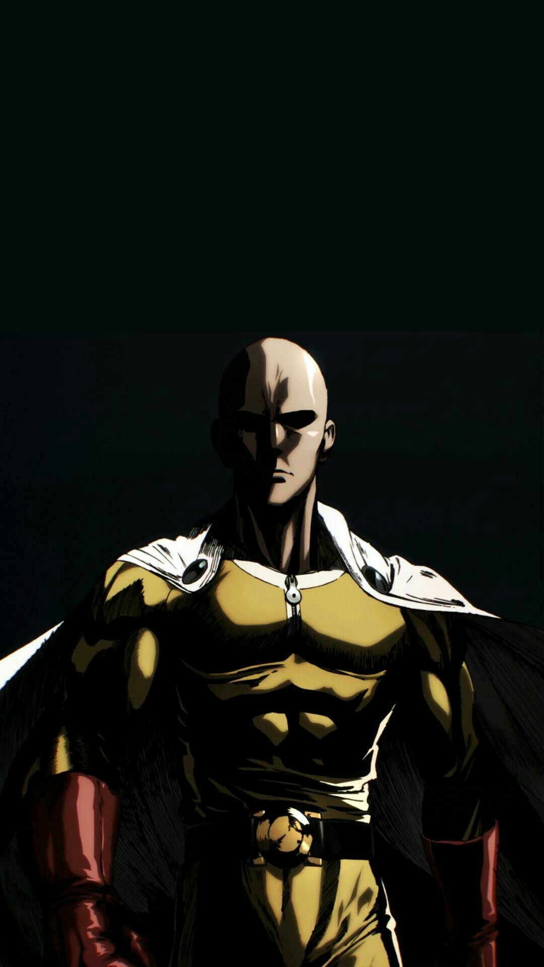 Saitama, One Punch Man, Muscoli, Sfondo scuro, 1080x1920, schermata di blocco iPhone
