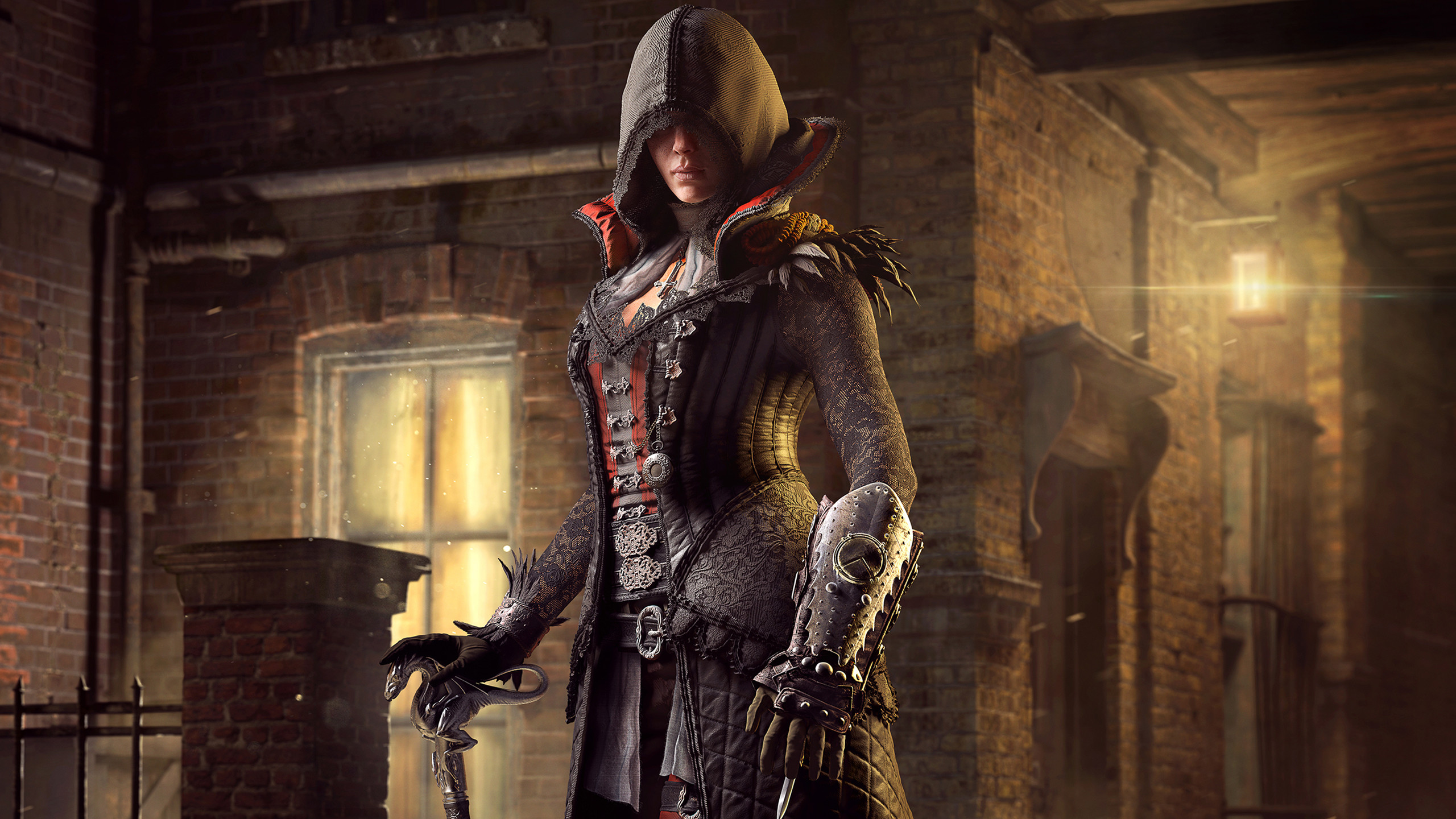 Evie Frye, Assassin's Creed Syndicate, Lampione, Notte, Mattoni, sfondo desktop 1440p