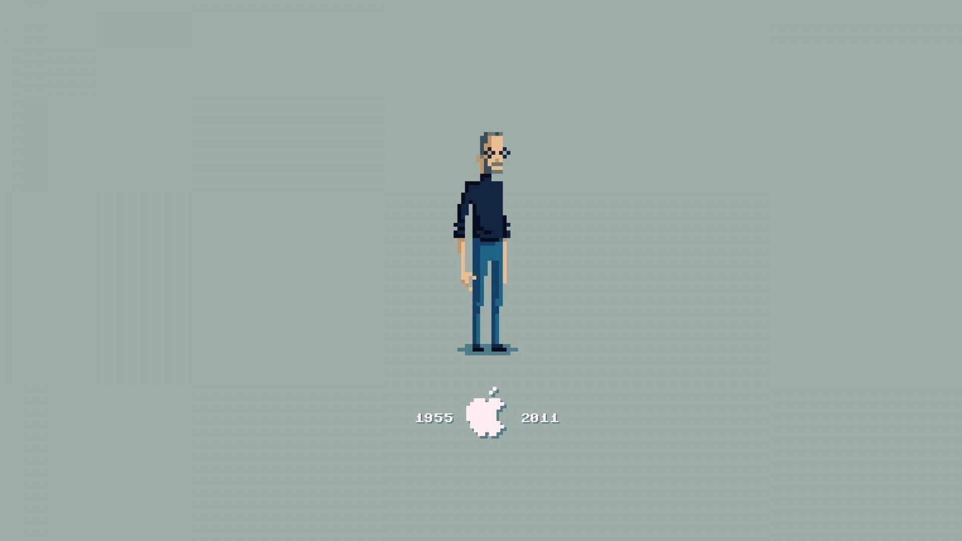 Pixel art, Steve Jobs, Apple, Omaggio, Sfondo grigio, 16:9 Full HD, wallpaper widescreen