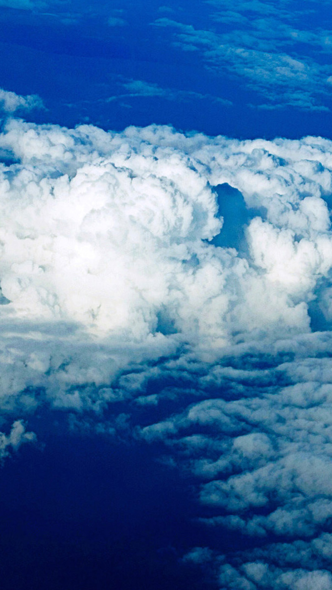 Nuvole, Vista dall'alto, Cielo blu, Cumuli, Full HD, schermata di blocco del cellulare