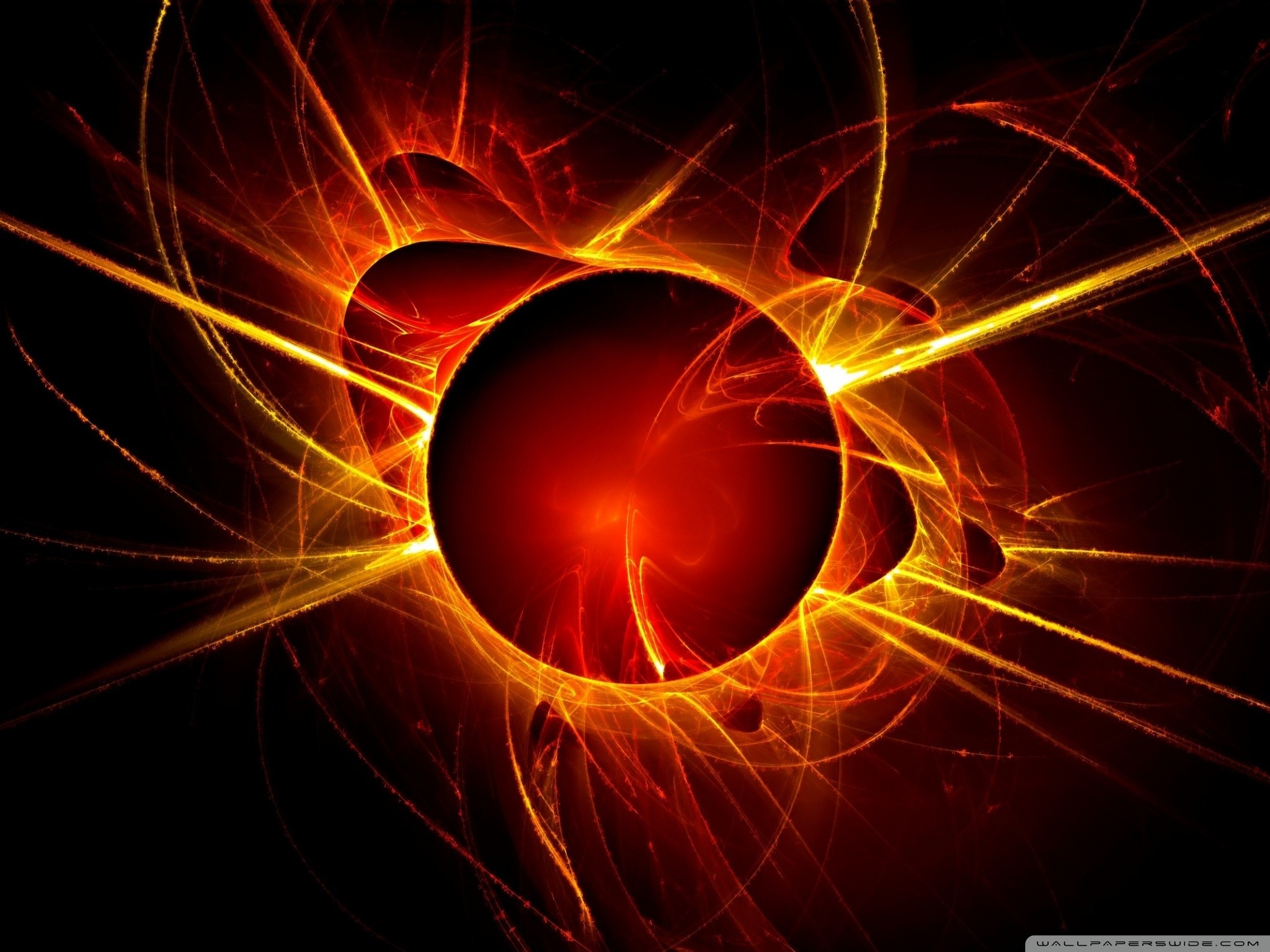 Sole, Arte frattale, Eclissi, Rosso, sfondo per iPad e tablet