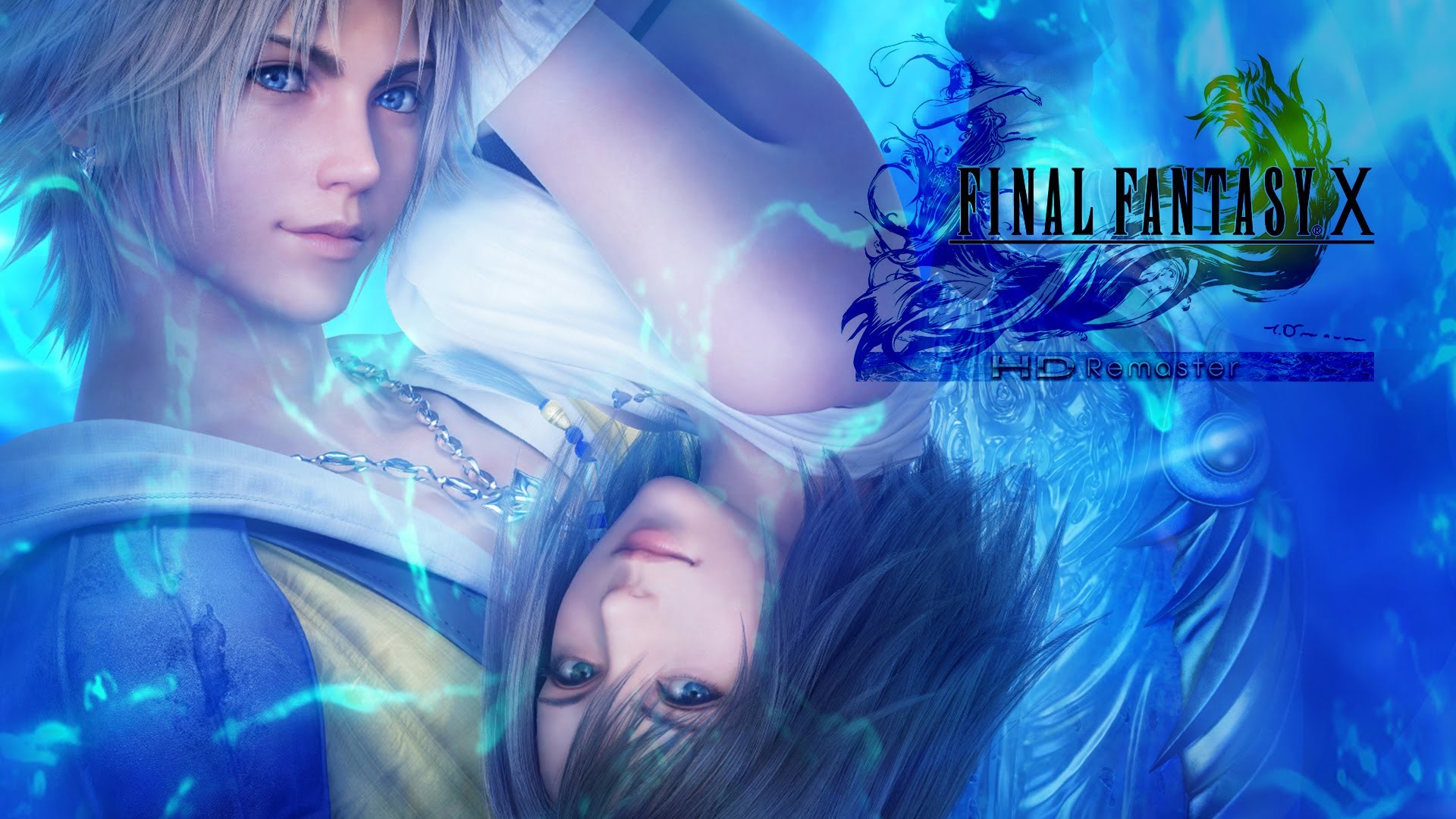 Tidus, Yuna, Final Fantasy X, Logo, Blu, Full HD, wallpaper per portatile