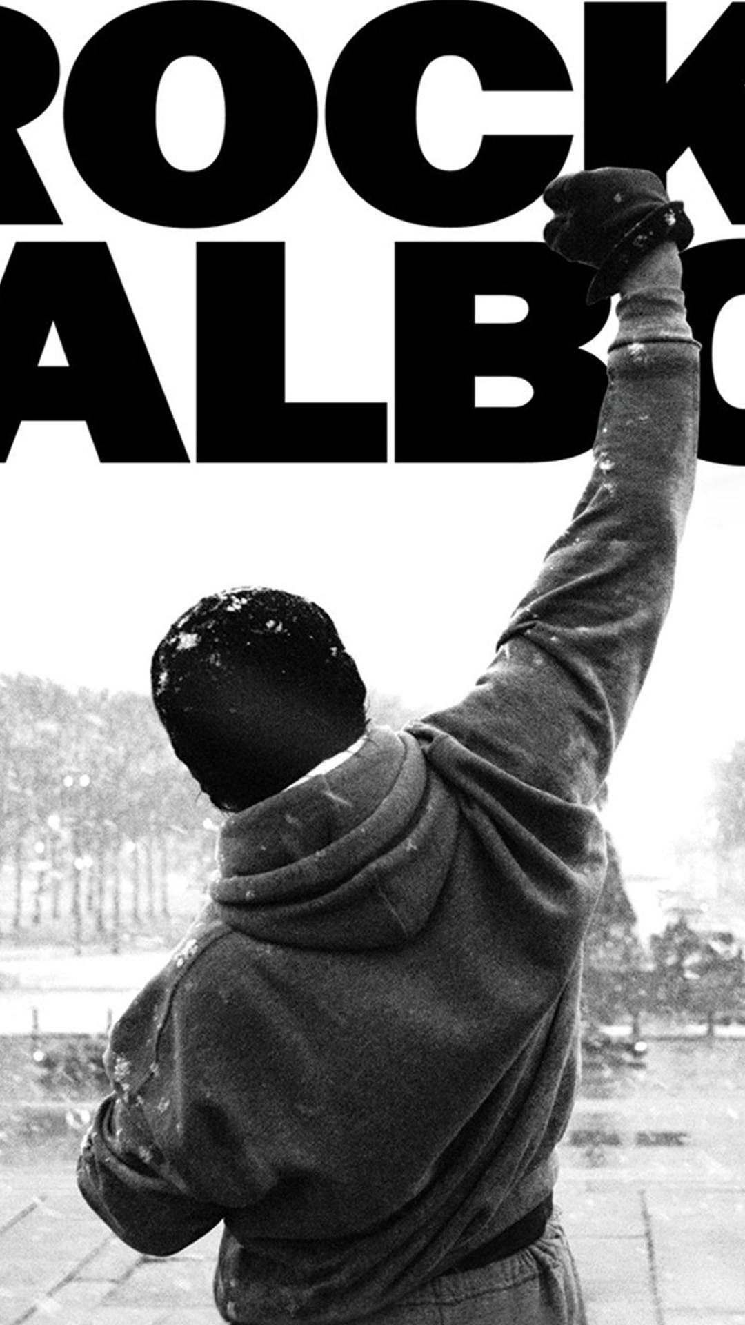Rocky Balboa, Sylvester Stallone, Pugno alzato, Bianco e nero, wallpaper per iPhone e Android
