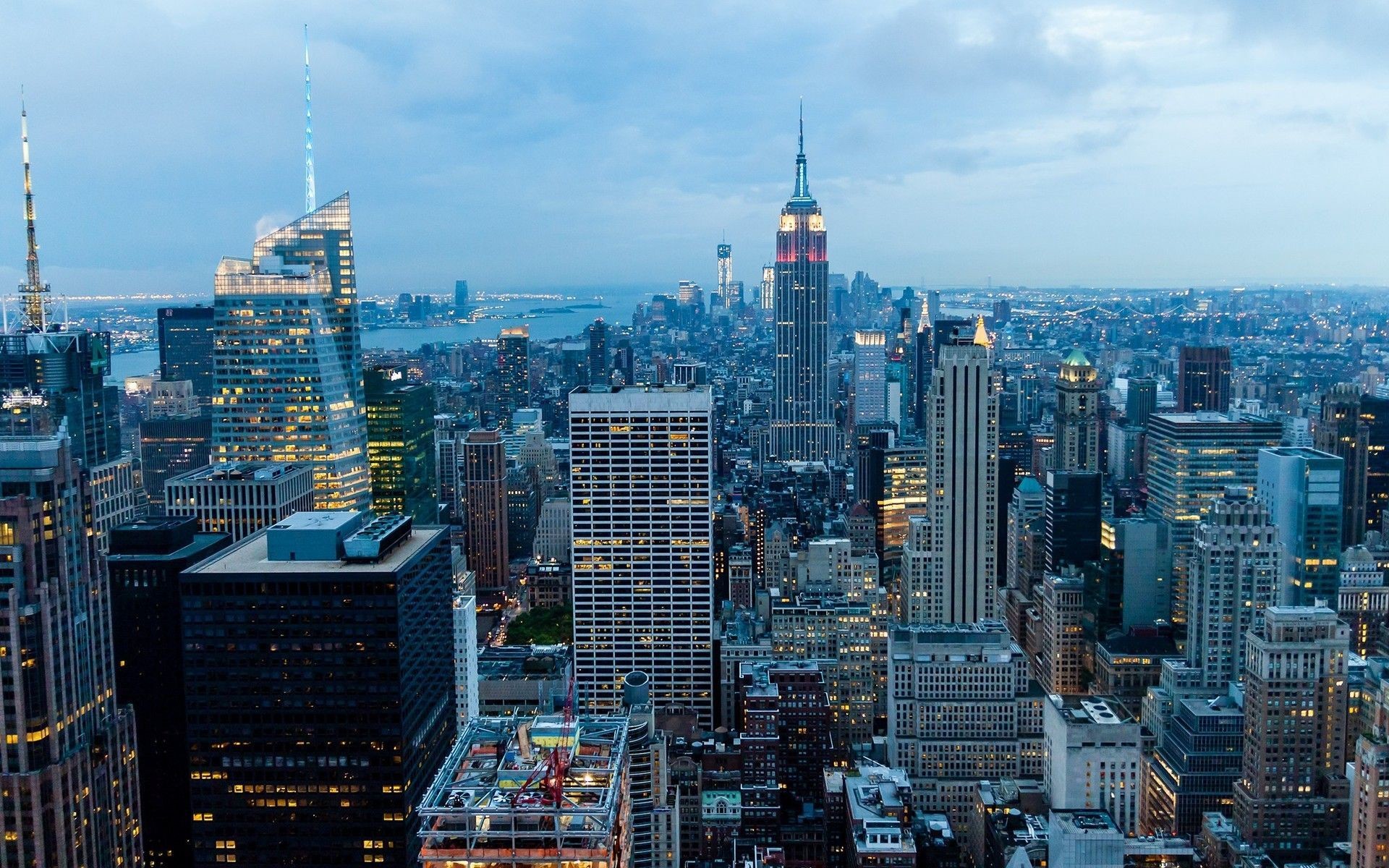 Empire State Building, Midtown, Manhattan, Vista aerea, Full HD, wallpaper per computer