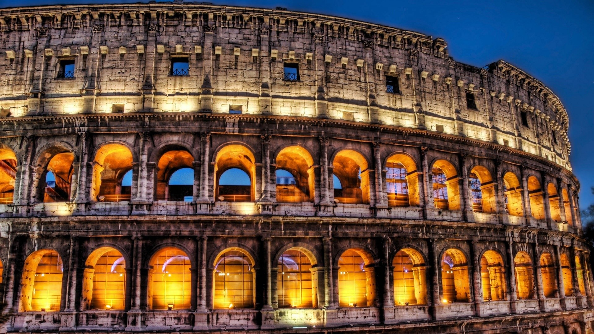 Colosseo, Roma, Notte, Illuminazione, Full HD 1080p, sfondo desktop