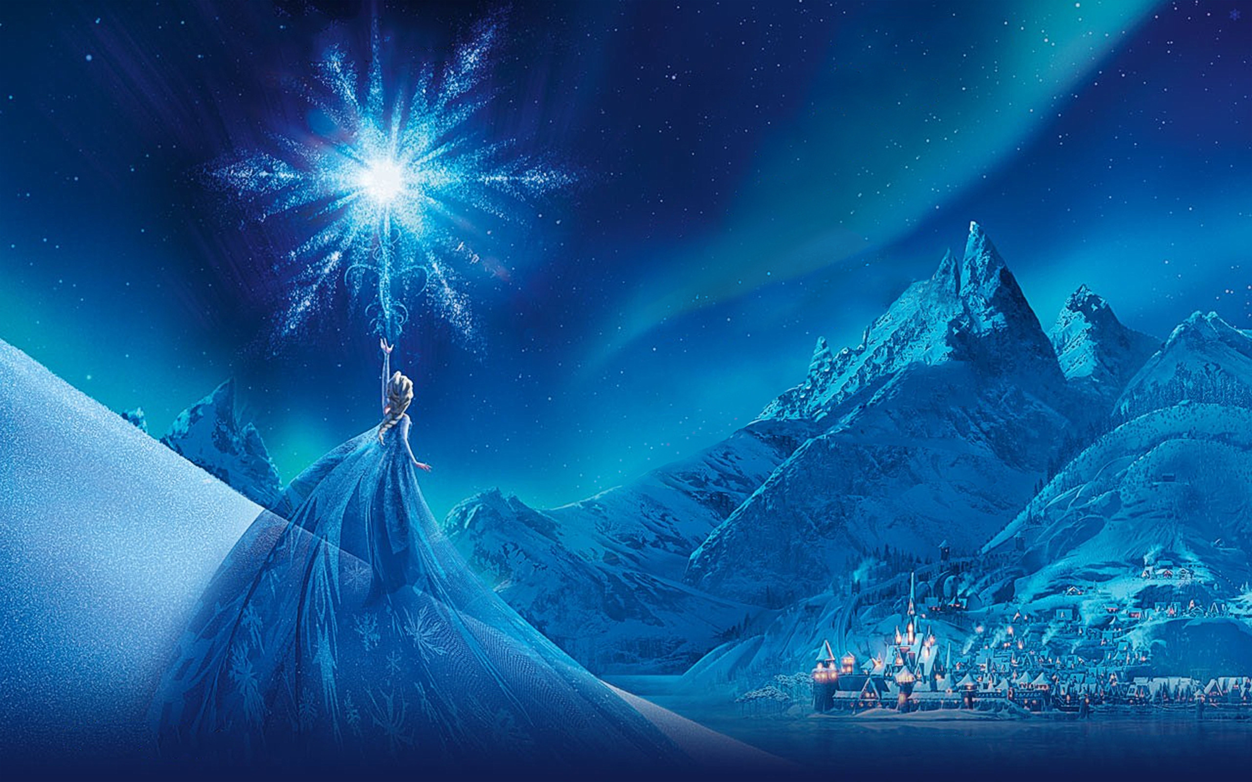 Elsa, Frozen - Il regno di ghiaccio, Montagna del Nord, Arendelle, Aurora boreale, sfondo 1600p