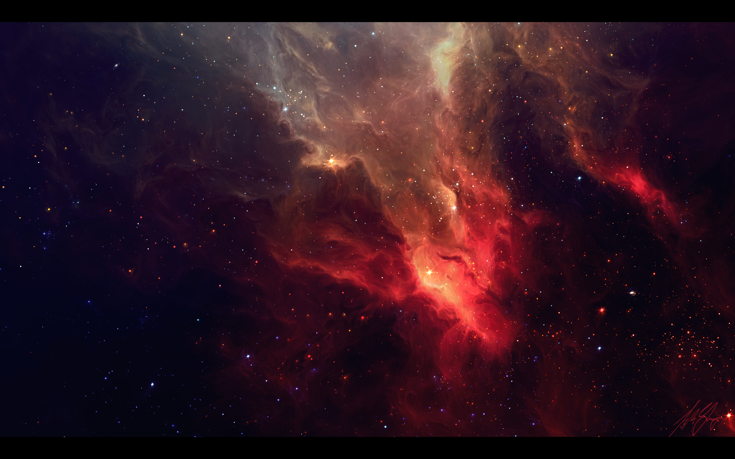 Nebulosa rossa, Stelle, Spazio profondo, 2K, sfondo Windows 11