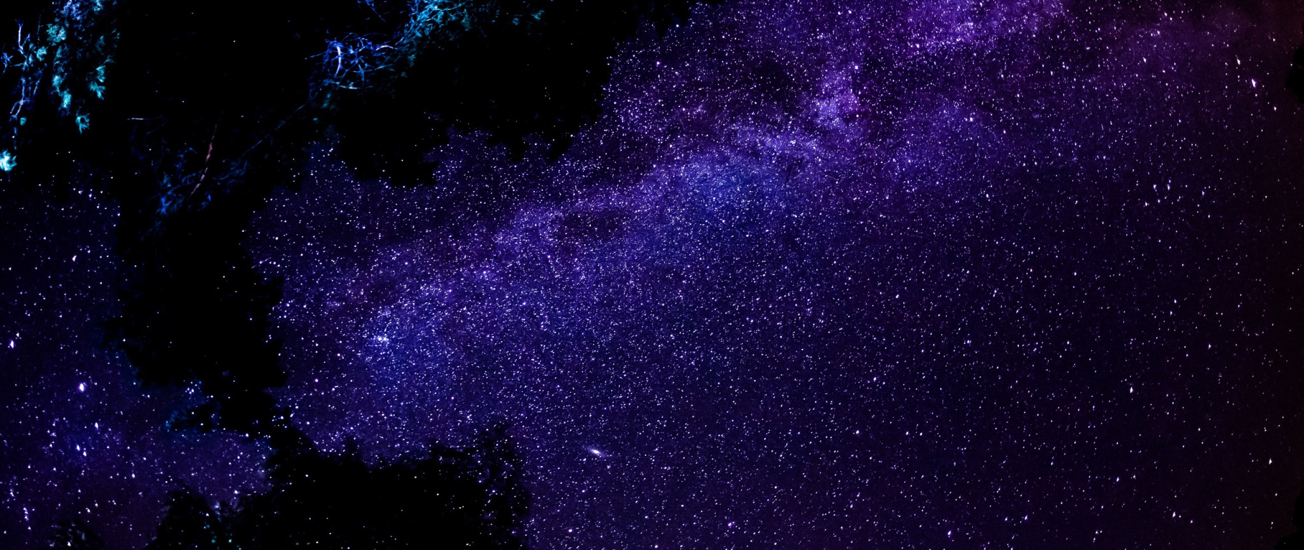 Via Lattea, Cielo stellato, Viola, 21:9 Full HD, wallpaper widescreen