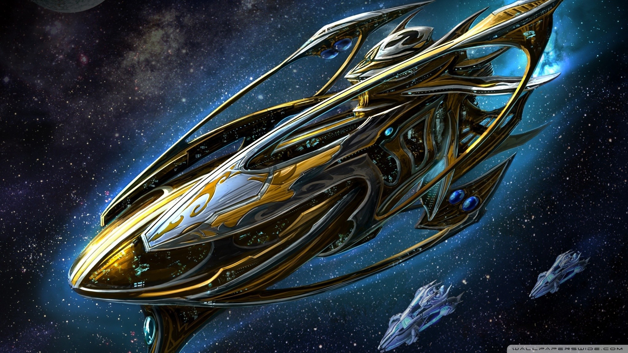 StarCraft II, Protoss, Portaerei, Astronave, Spazio, Full HD, sfondo per PC e portatile