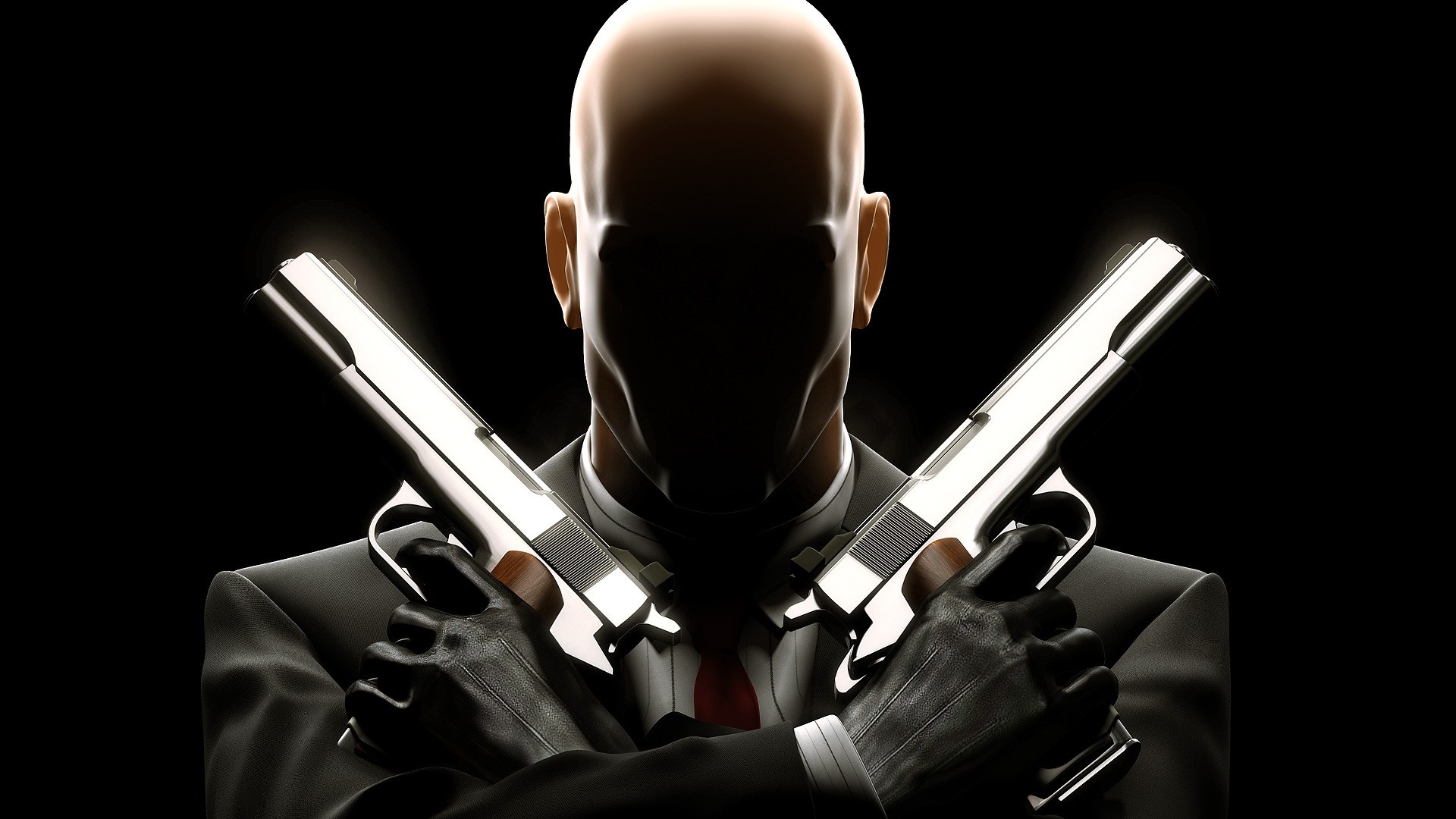 Hitman: Absolution, Agente 47, Silverballer, Sfondo nero, 1920x1080, wallpaper desktop