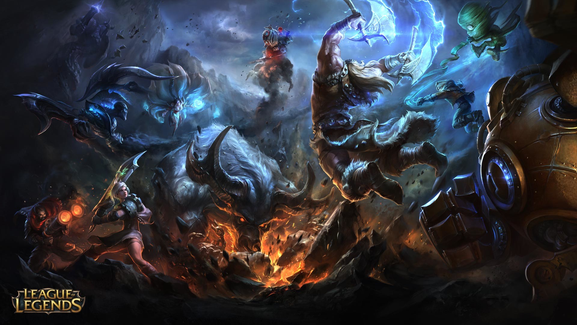 League of Legends, Campioni, Battaglia, Logo, 1920x1080, sfondo per PC