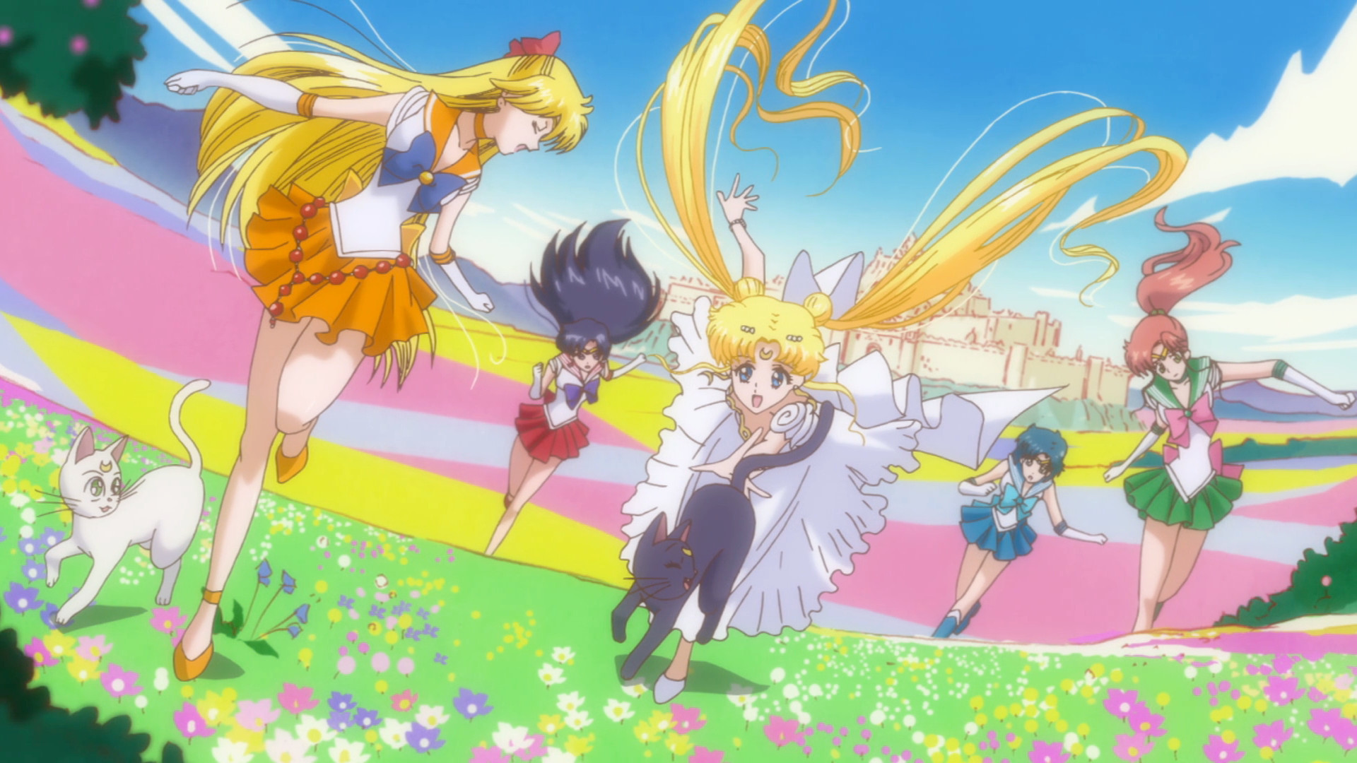 Sailor Venus, Sailor Moon, Sailor Moon Crystal, Prato fiorito, 16:9 Full HD, sfondo widescreen