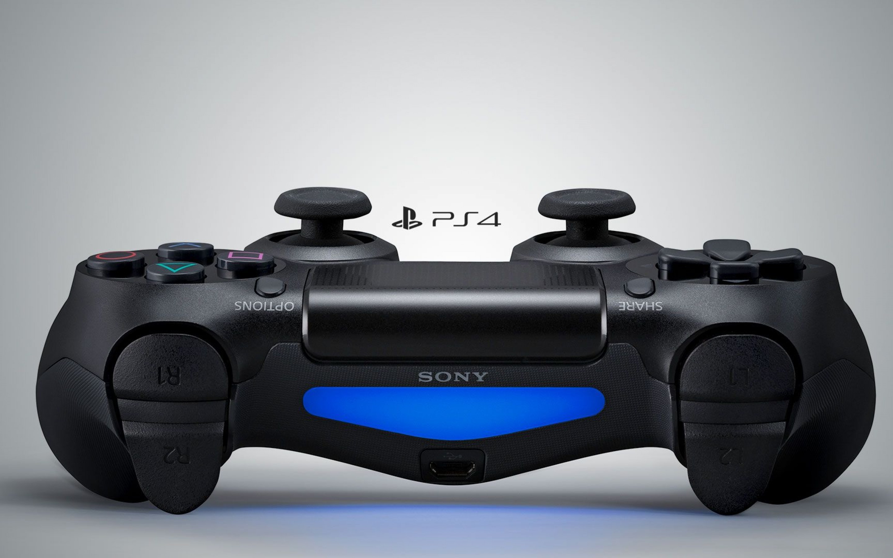 DualShock 4, PlayStation 4, Controller, Luce blu, 2K, sfondo Windows 11
