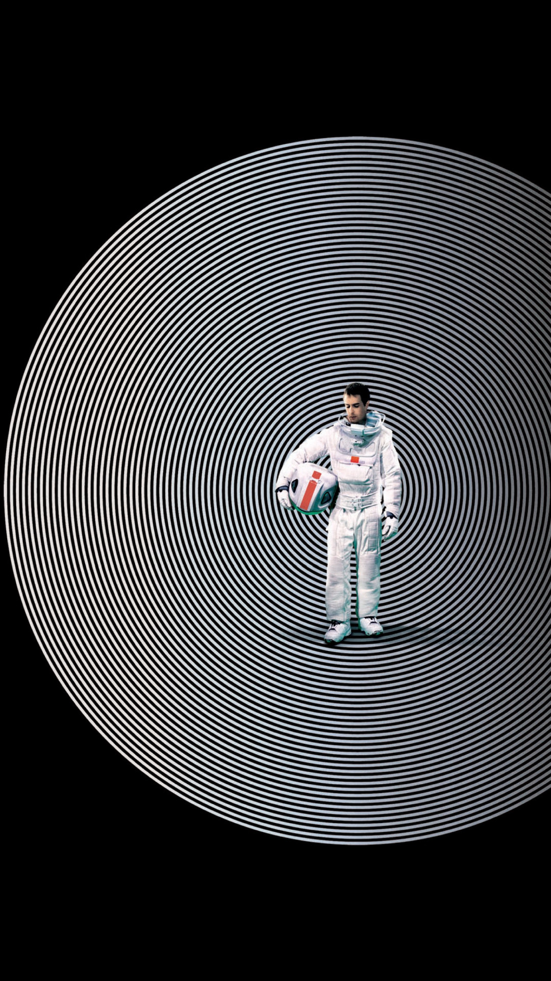 Moon, Astronauta, Spirale, Locandina film, Bianco e nero, sfondo per iPhone e Android