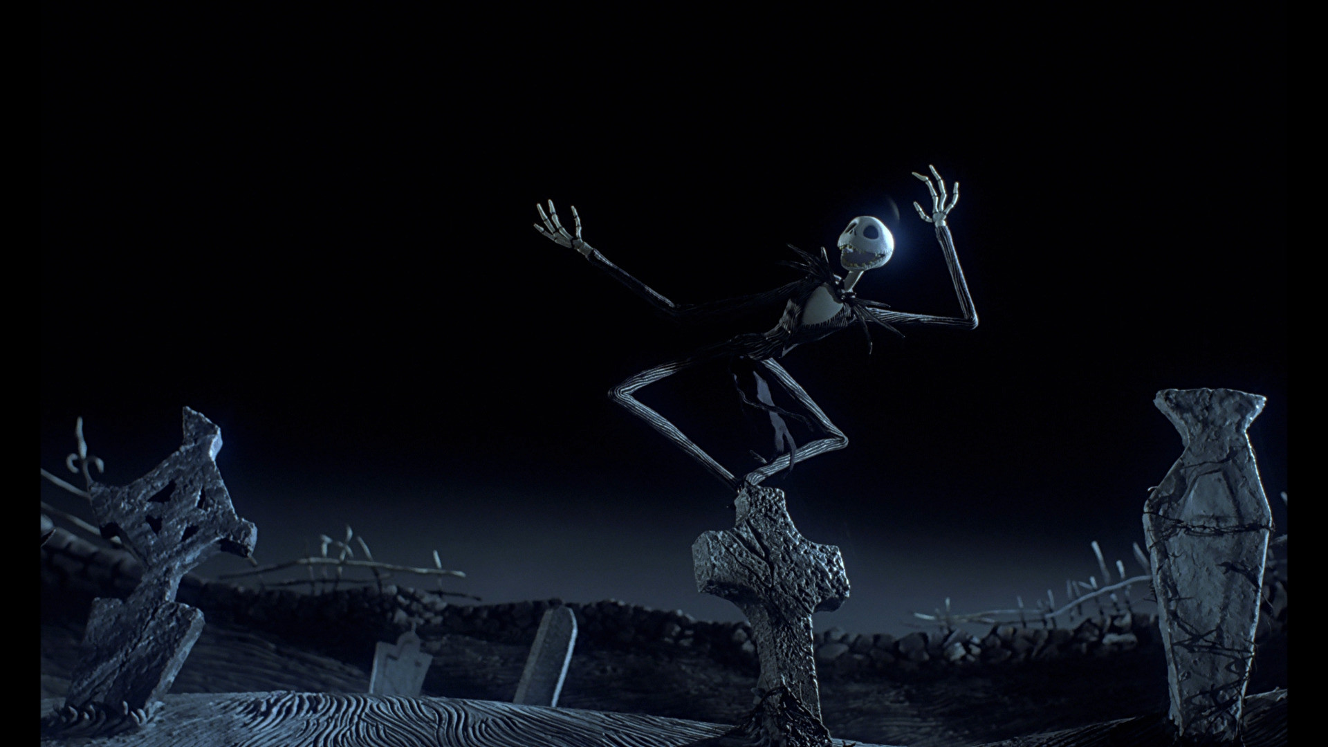 Jack Skellington, Nightmare Before Christmas, Cimitero, Notte, Full HD, sfondo per PC
