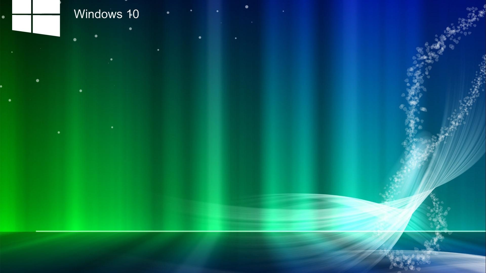 Windows 10, Aurora, Verde, Onde luminose, 16:9 Full HD, sfondo widescreen