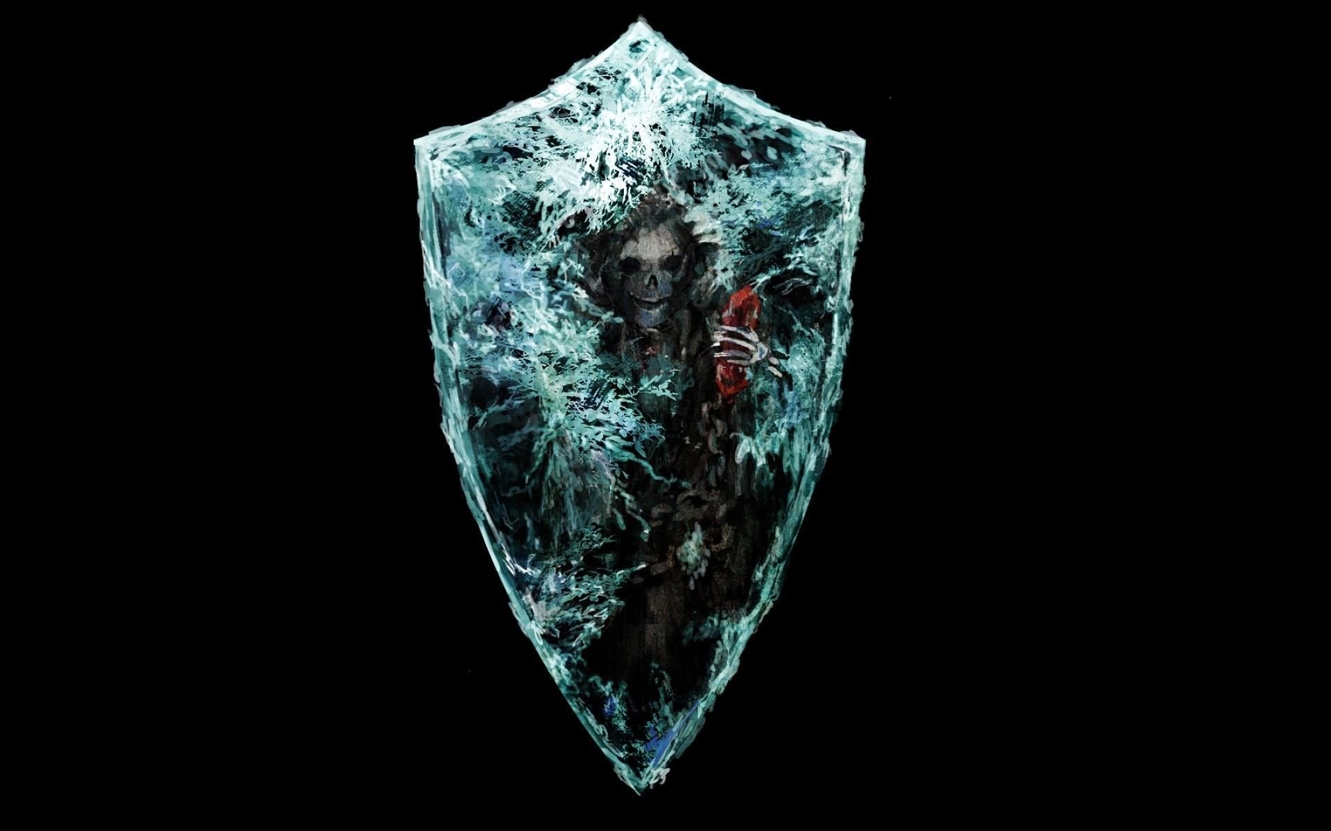 Dark Souls II, Scudo, Ghiaccio, Sfondo nero, Full HD, wallpaper per computer