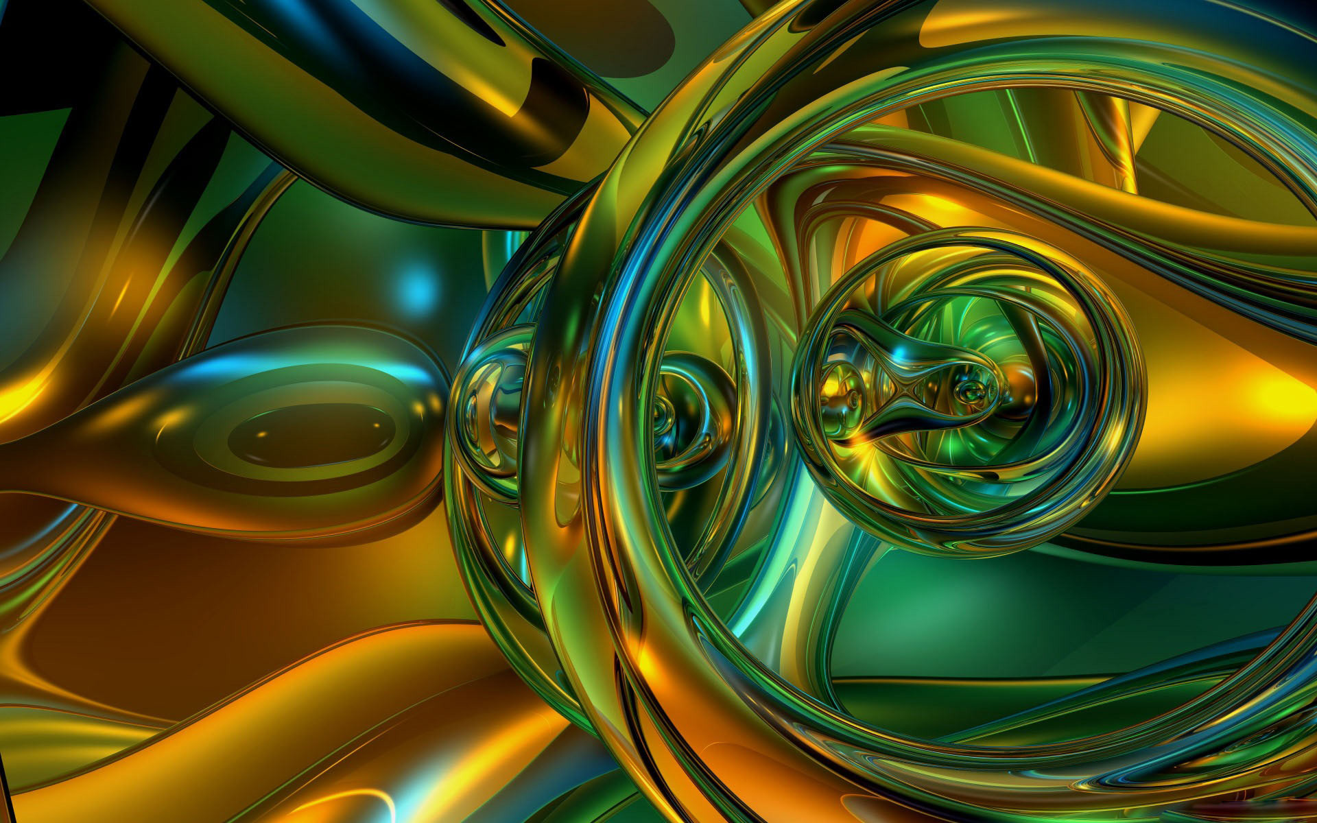 Anelli, Astratto, Arte 3D, Oro, Verde, 1920x1200, sfondo MacBook Pro