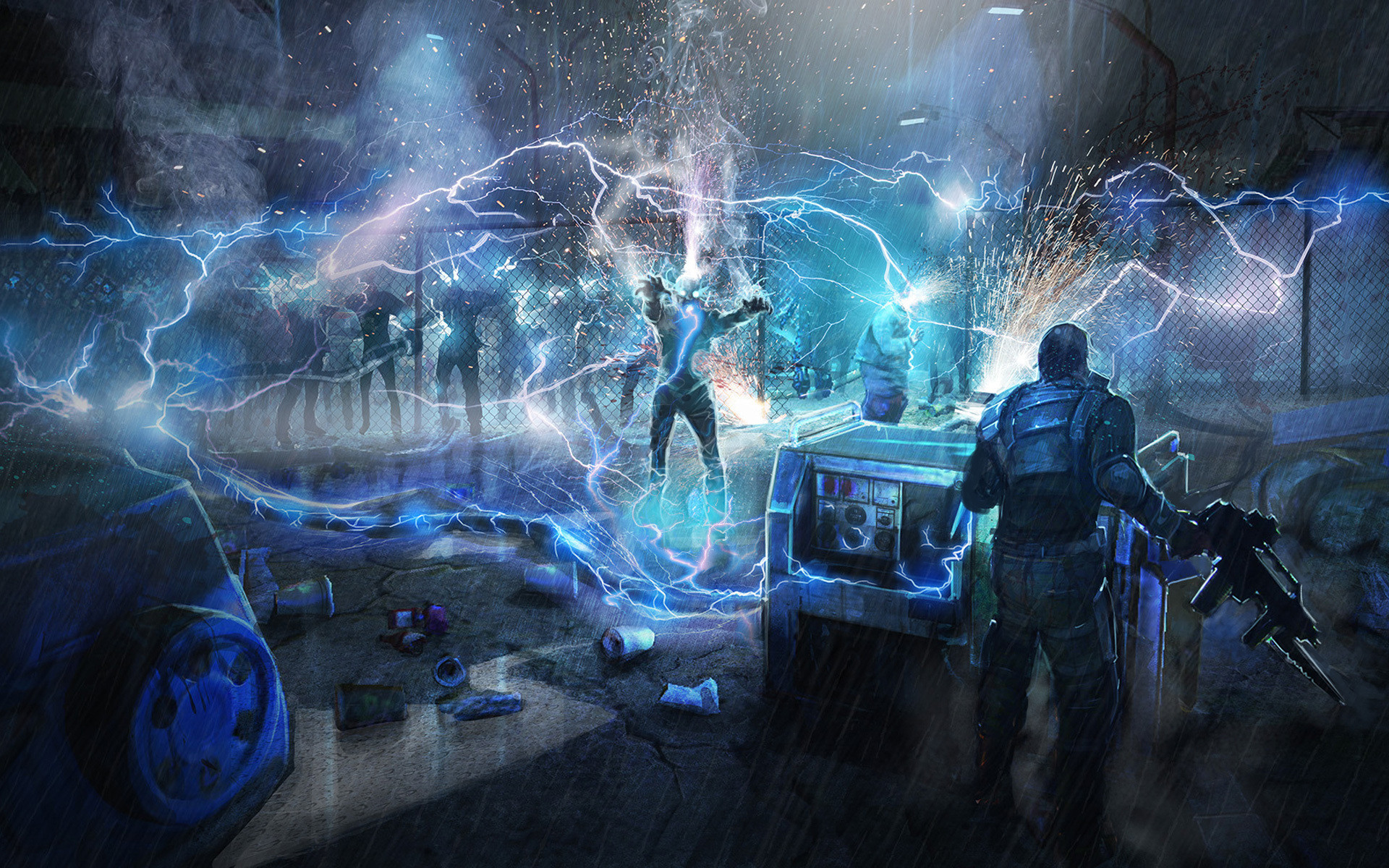 Fulmini, Combattimento, Blu, 16:10 Full HD, wallpaper widescreen