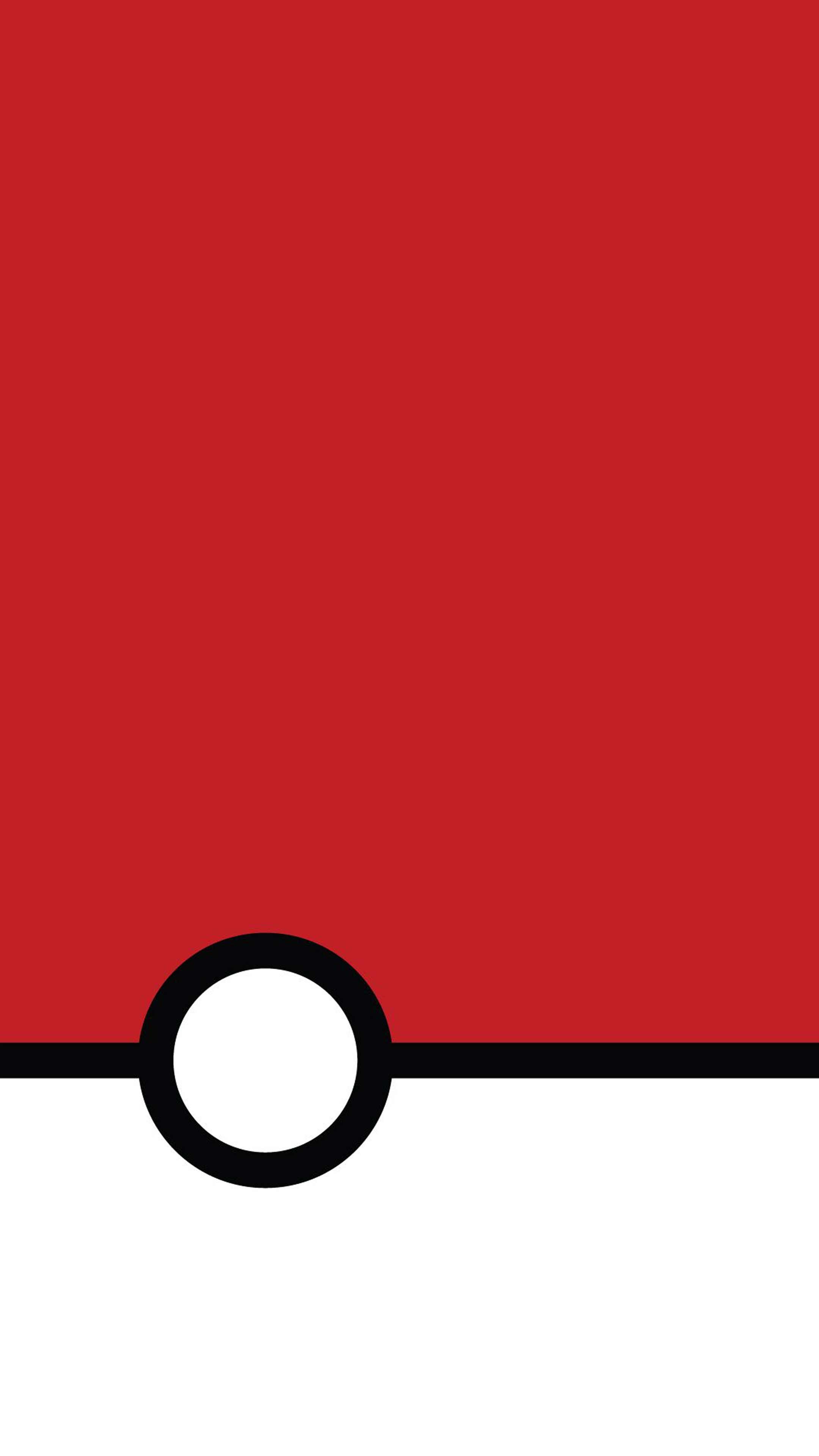 Poké Ball, Pokémon, Minimalista, Rosso, QHD+, sfondo per iPhone e Android
