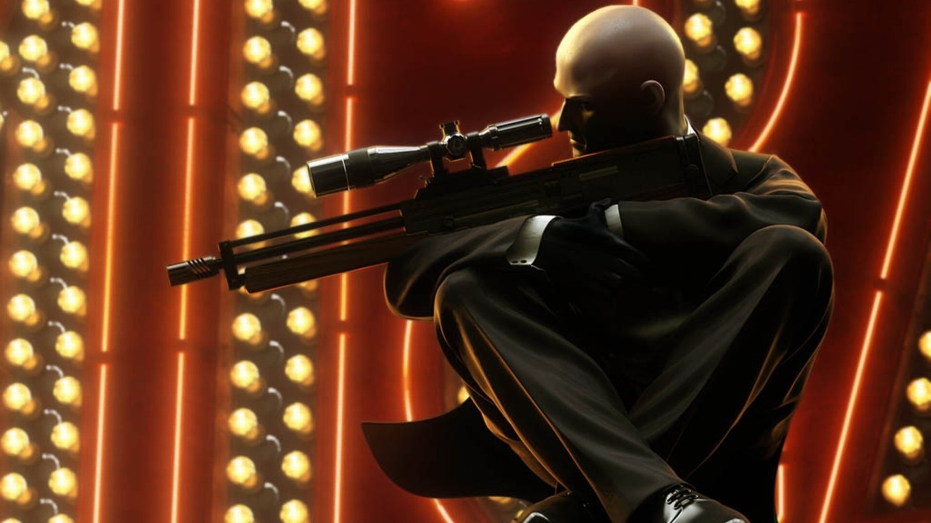 Hitman: Blood Money, Agente 47, Fucile di precisione, Insegna luminosa, sfondo desktop 1920x1080