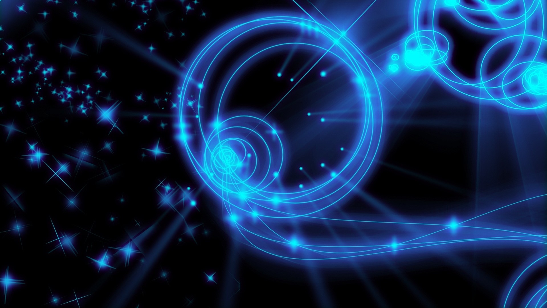Cerchi luminosi, Blu, Particelle, Full HD, sfondo per PC e portatile