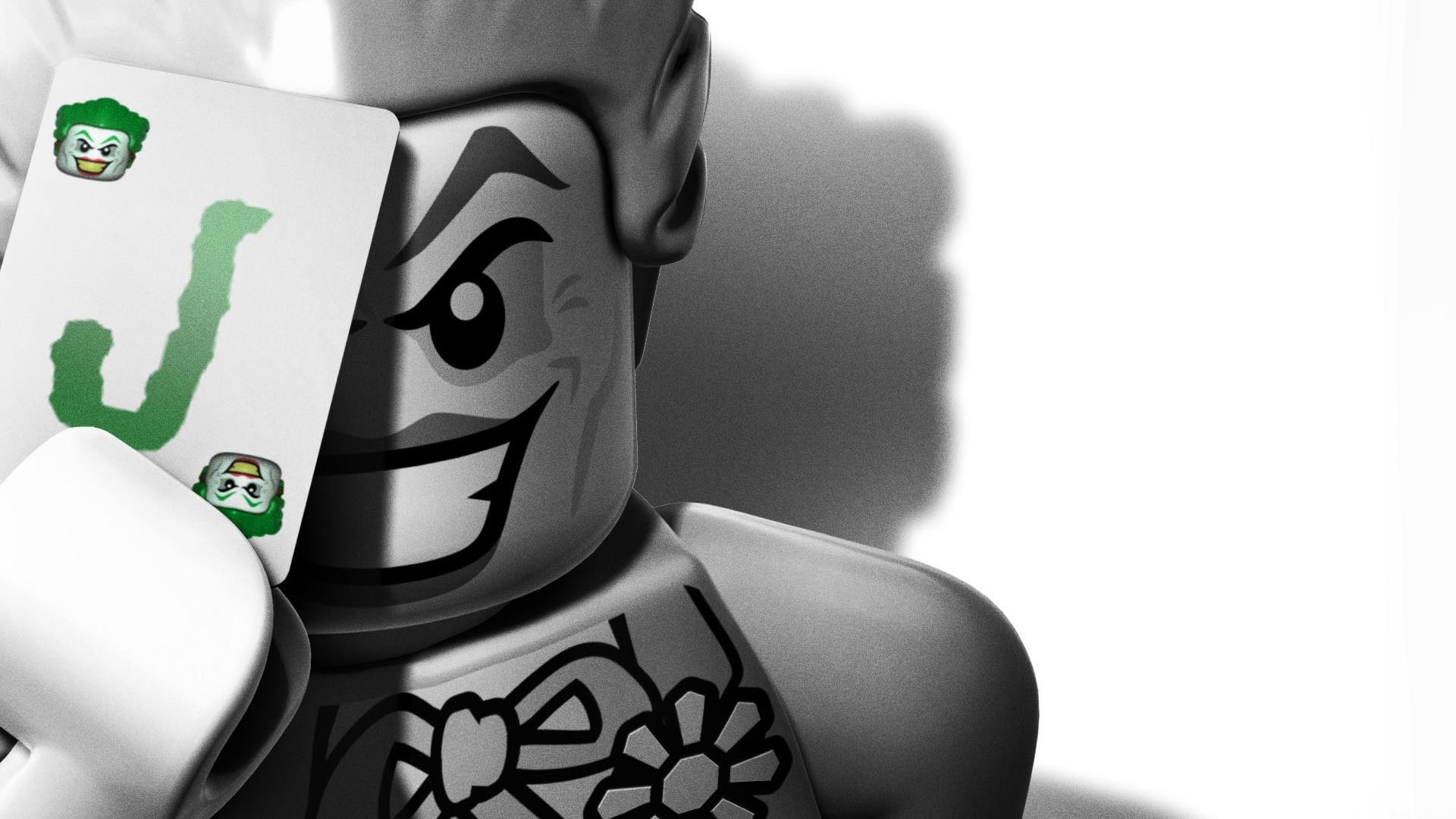 Joker, LEGO Batman, Carta da gioco, Bianco e nero, Full HD, sfondo per portatile