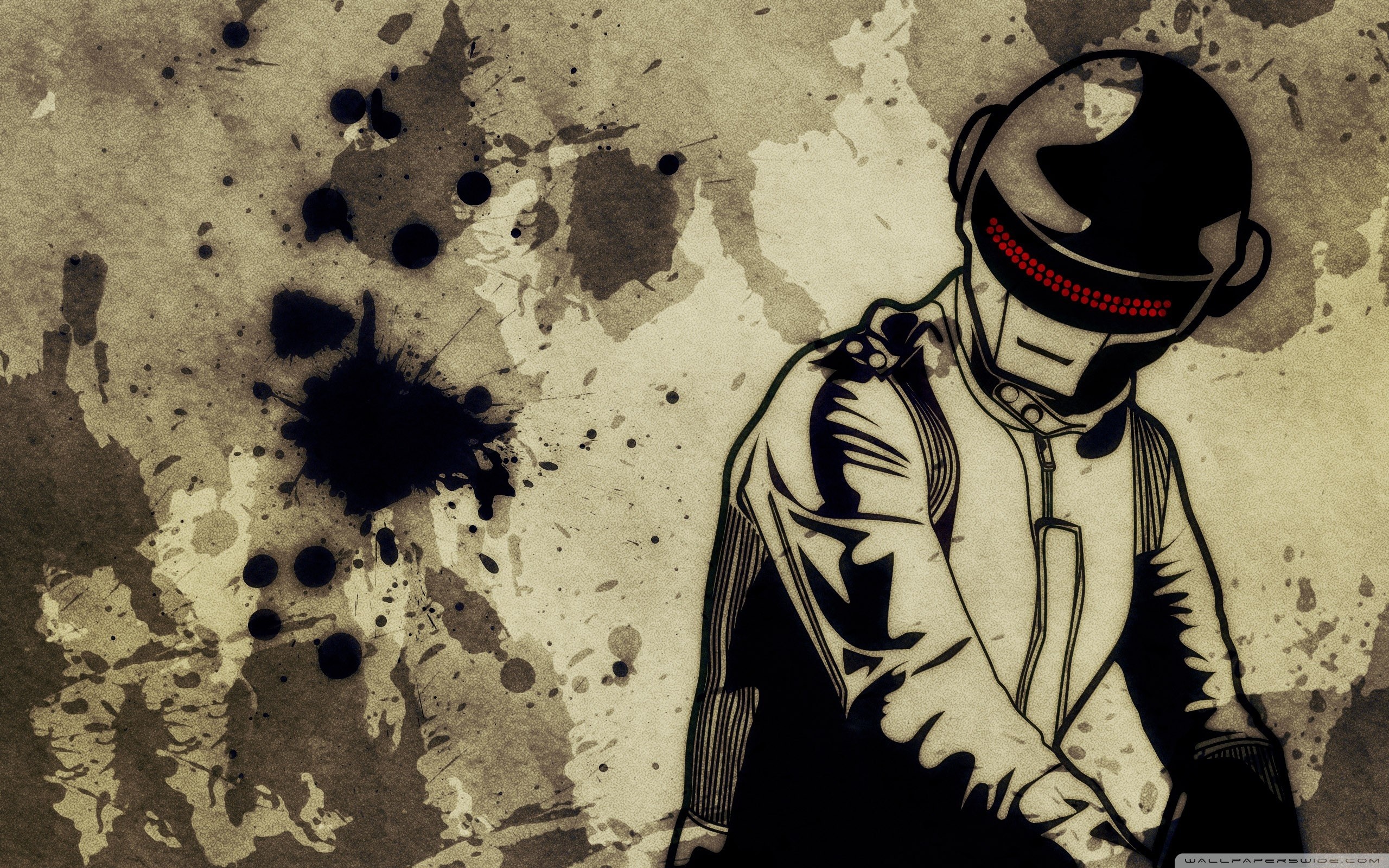 Thomas Bangalter, Daft Punk, Casco, Illustrazione, Macchie d'inchiostro, wallpaper per portatile