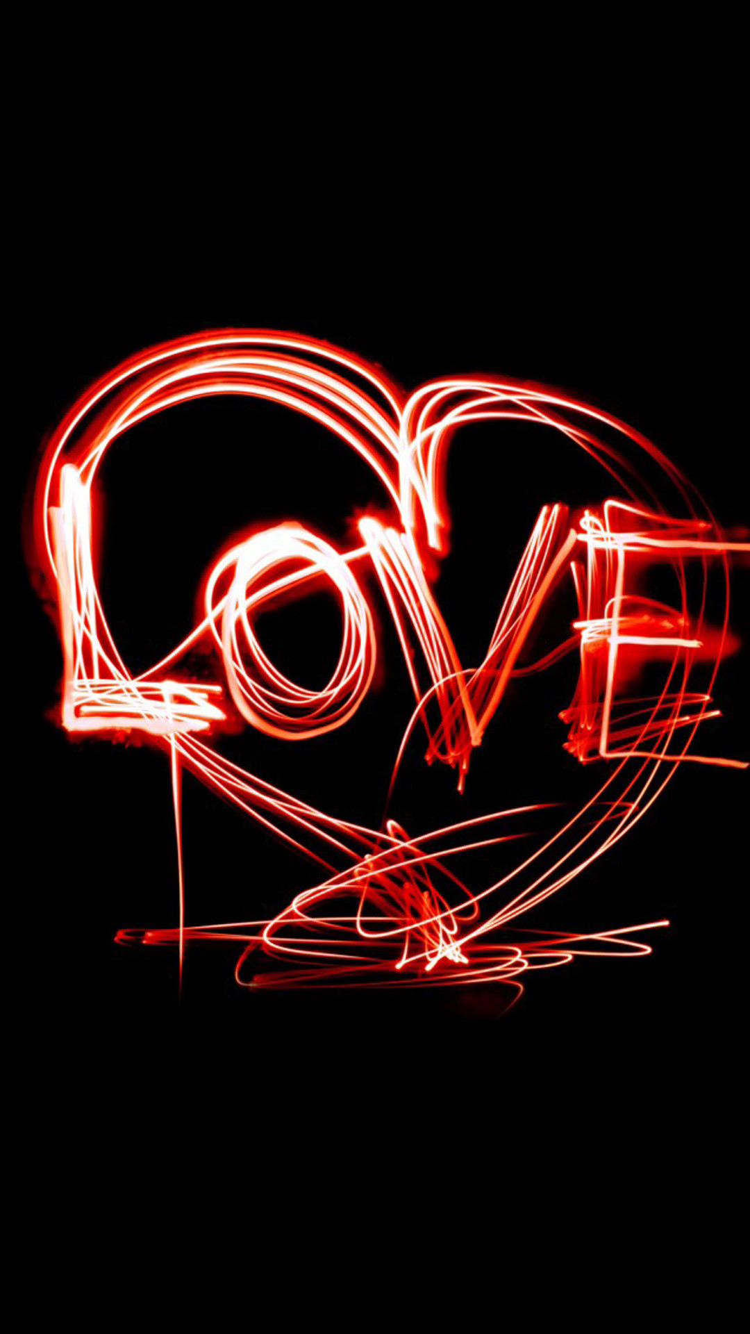Scritta Love, Light painting, Sfondo nero, 1080x1920, schermata di blocco iPhone