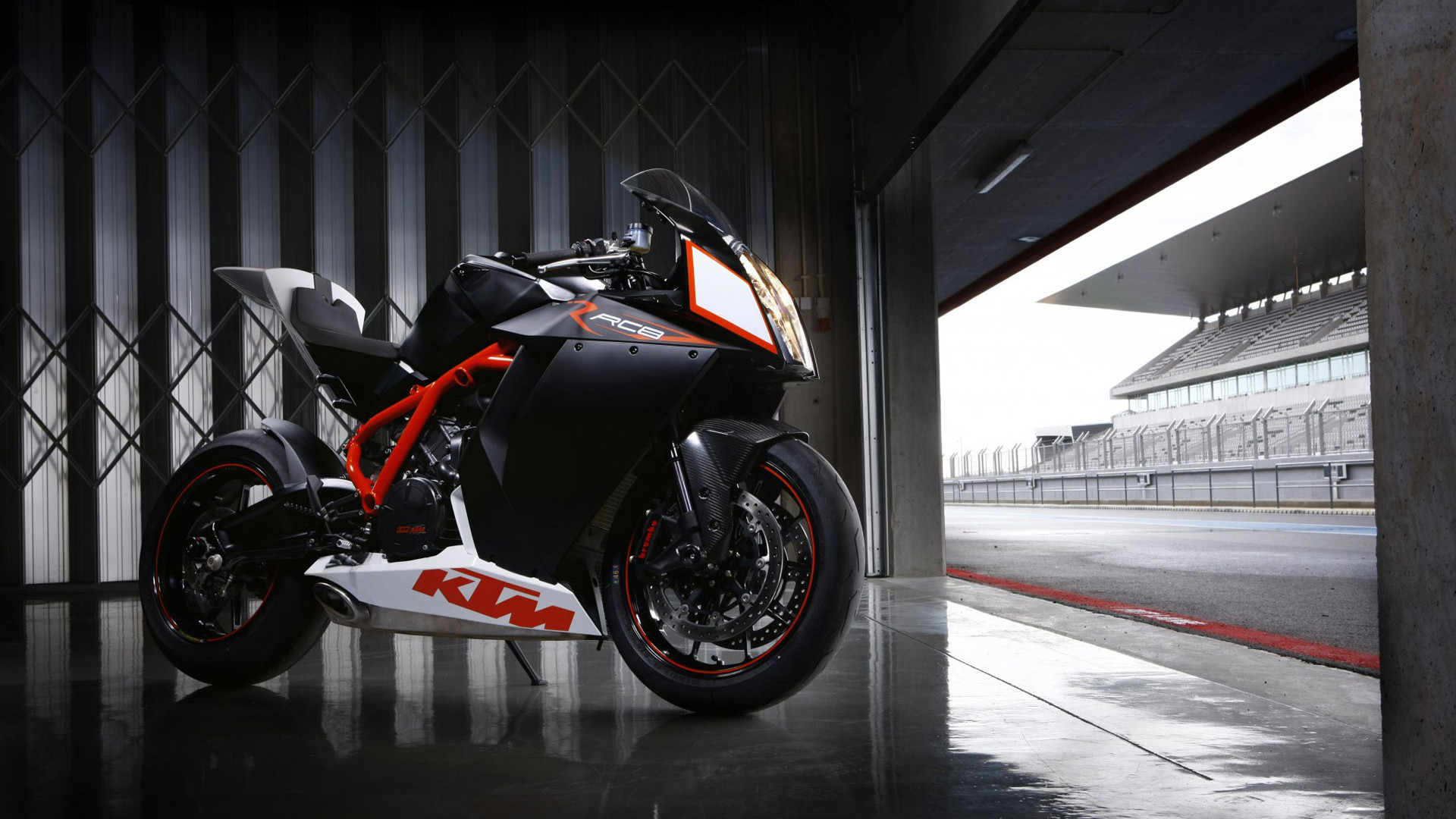 KTM 1190 RC8 R, Superbike, Box, Circuito, 16:9 Full HD, sfondo widescreen