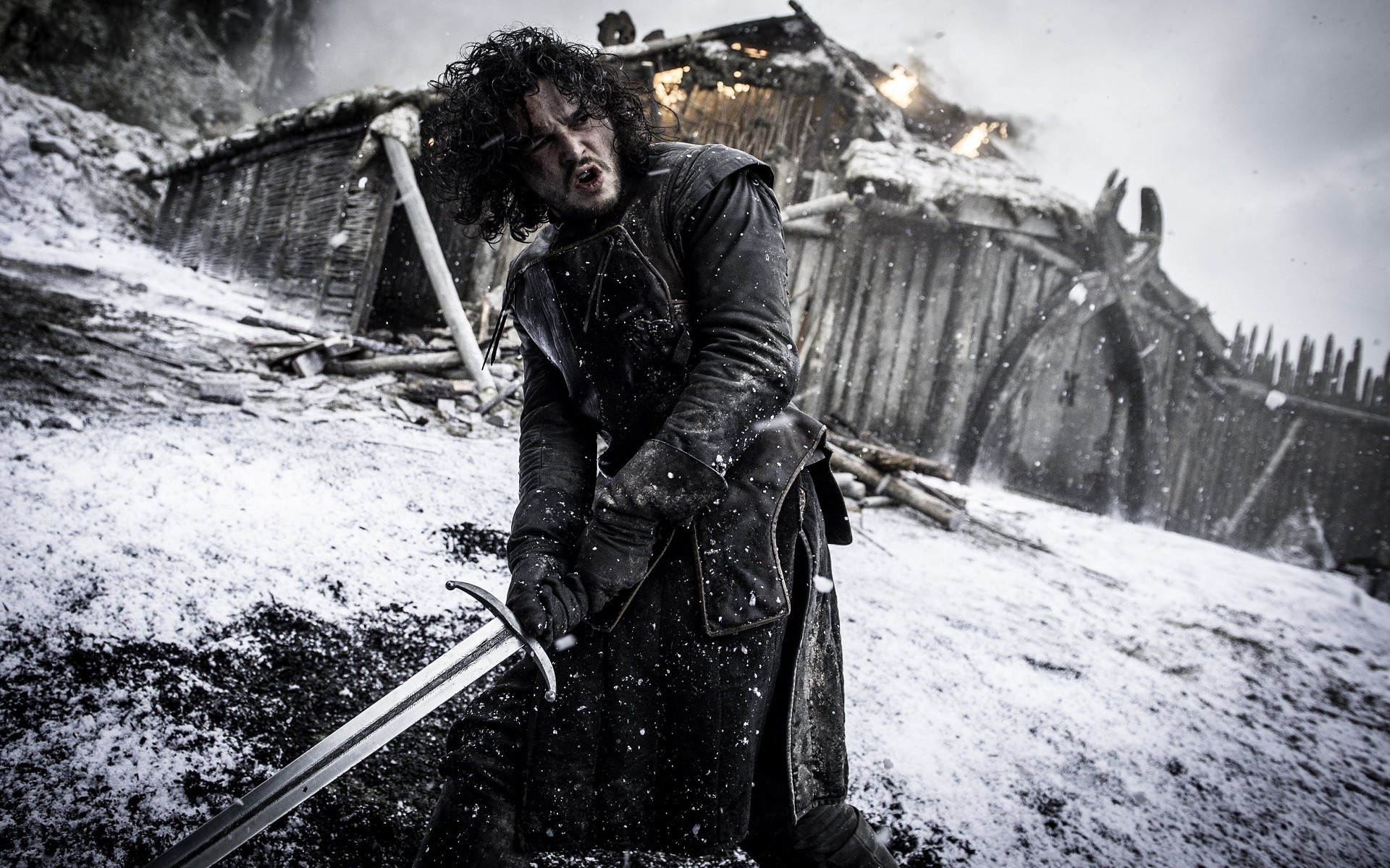 Jon Snow, Kit Harington, Spada Lungartiglio, Neve, Hardhome, 1920x1200, sfondo MacBook Pro