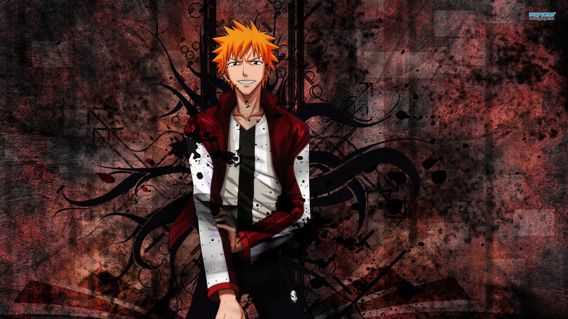 Ichigo Kurosaki, Bleach, Grunge, Rosso, 1920x1080, sfondo per PC