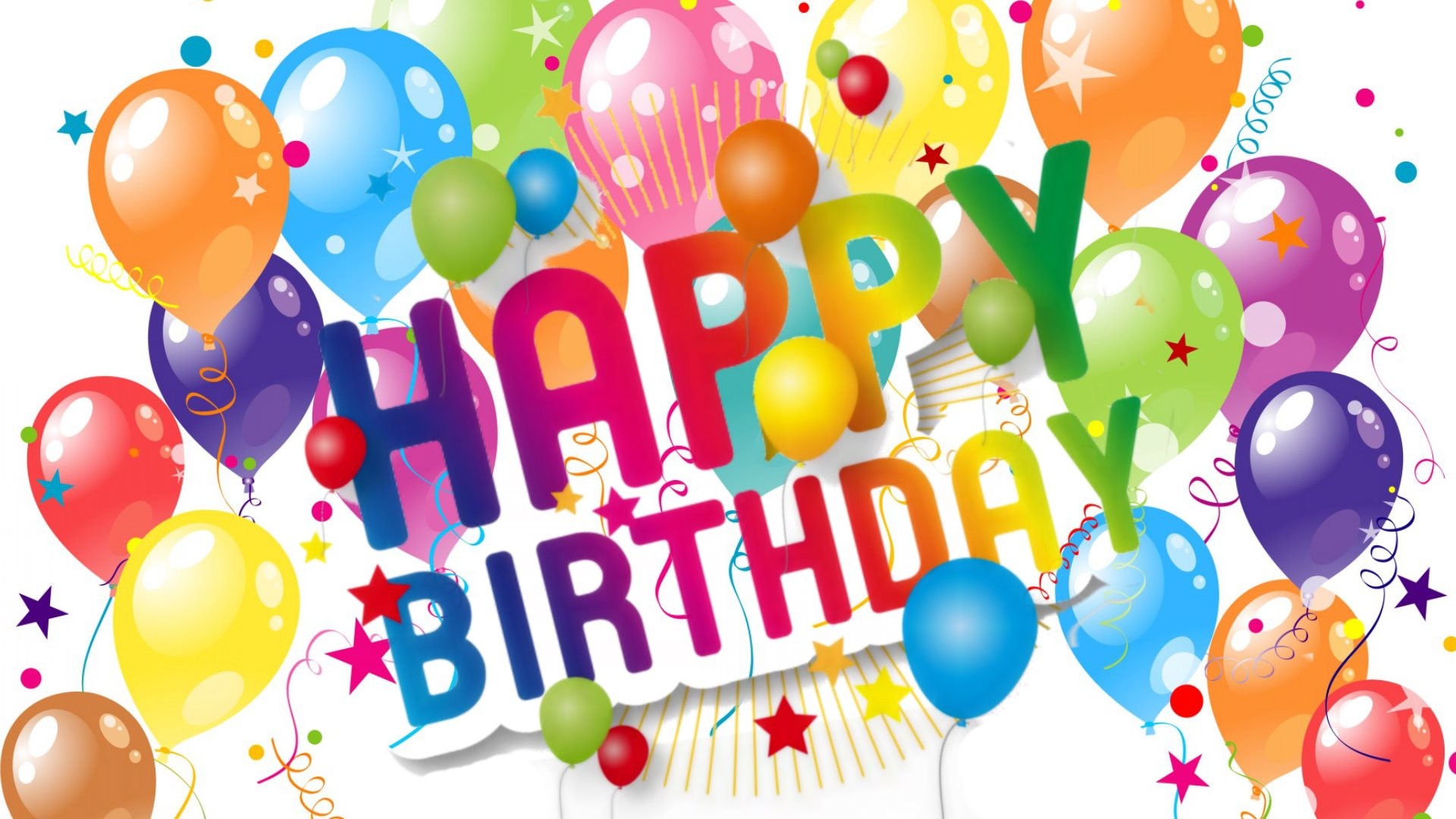 Happy Birthday, Compleanno, Palloncini colorati, Coriandoli, 1920x1080, immagine di sfondo