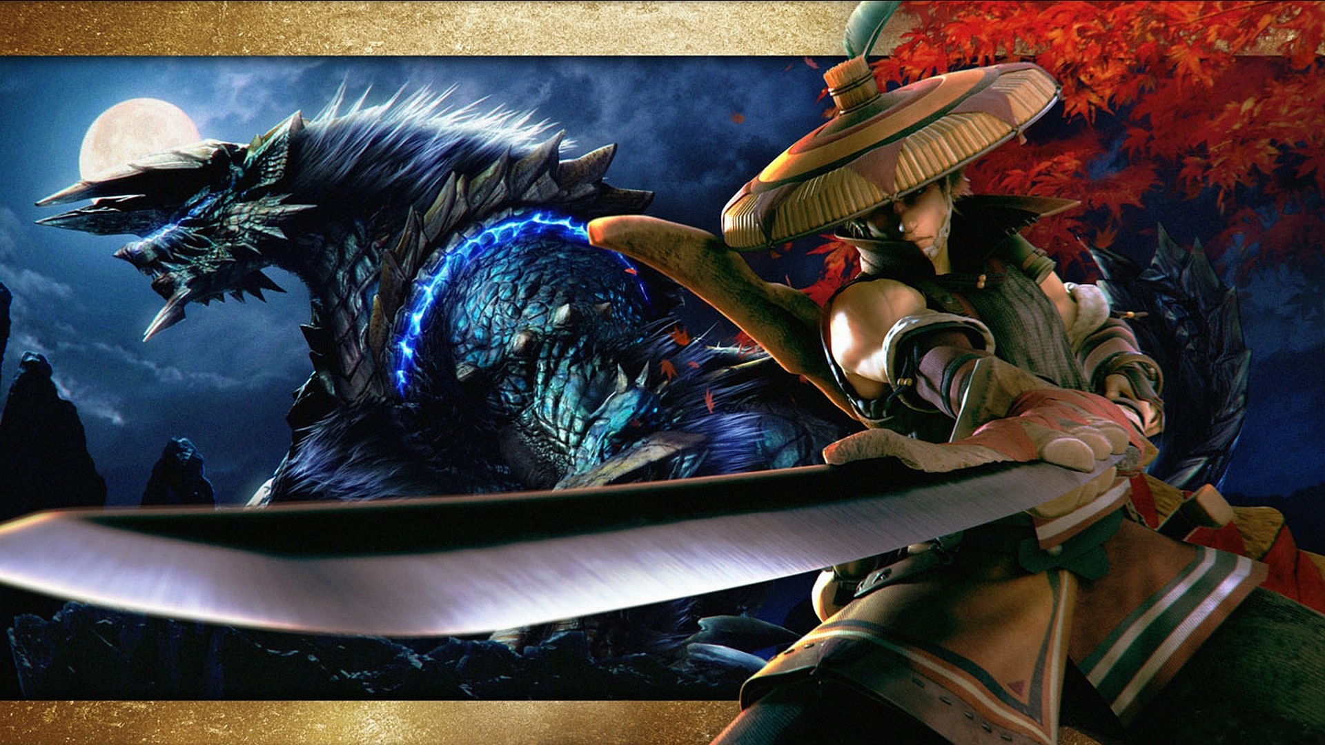 Zinogre, Monster Hunter, Cacciatore, Luna, 1920x1080, immagine di sfondo