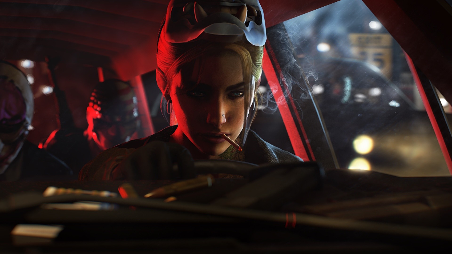 Payday 2, Auto, Sigaretta, Rosso, Full HD, sfondo Windows 11