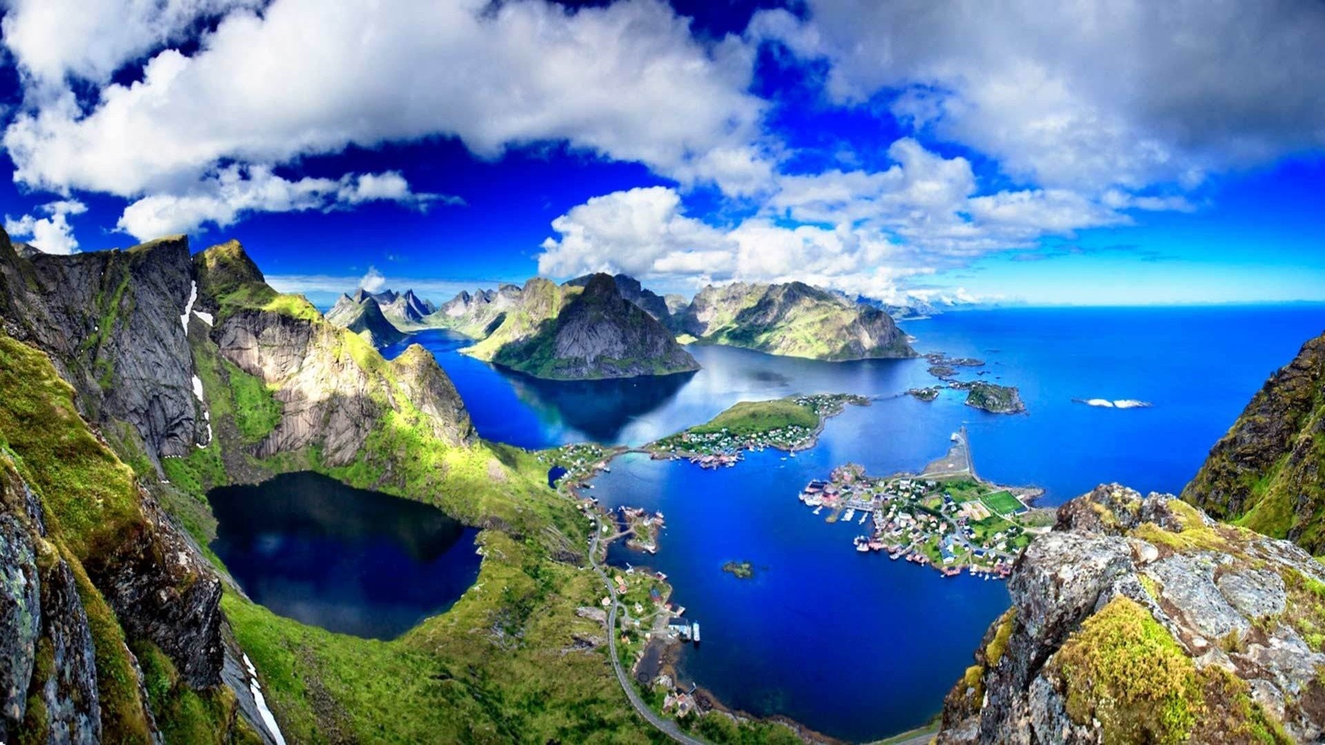 Reine, Isole Lofoten, Norvegia, Fiordi, Montagne, sfondo per il tuo smartphone