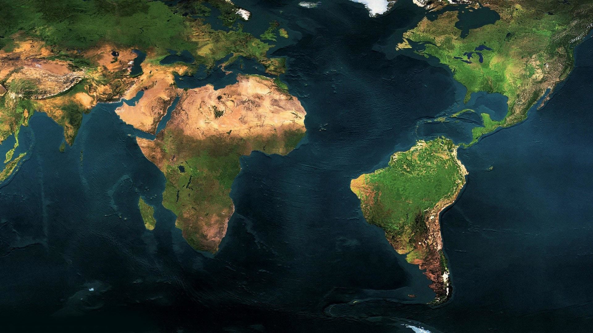 Mappa satellitare, Terra, Africa, Oceano, 1920x1080, sfondo per PC